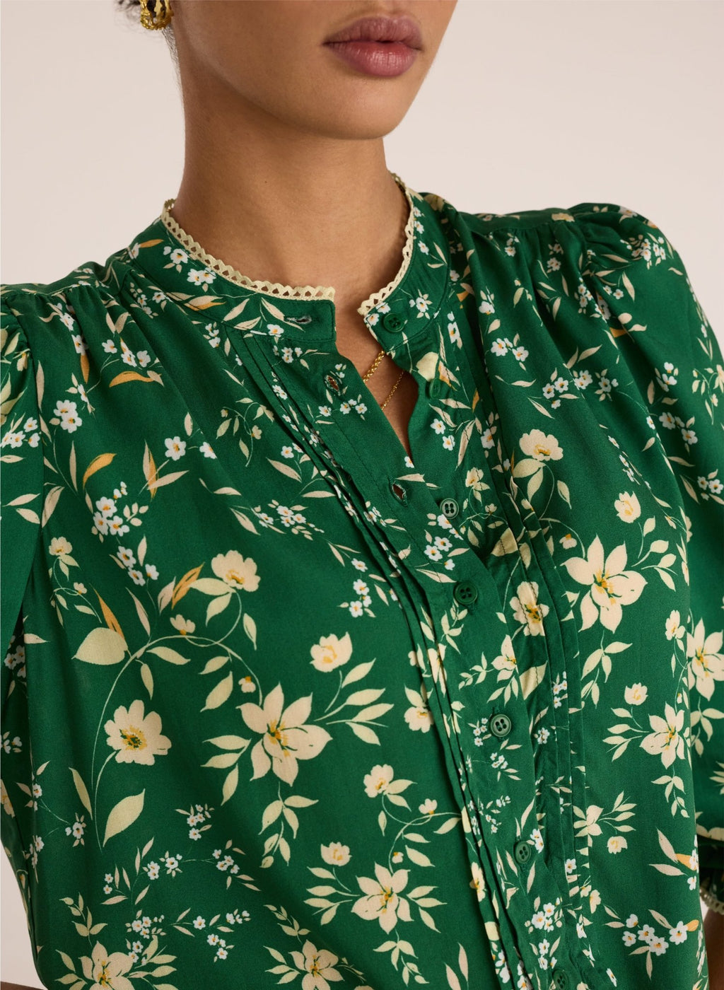 Natalia Printed Blouse - Emerald Floral Baukjen