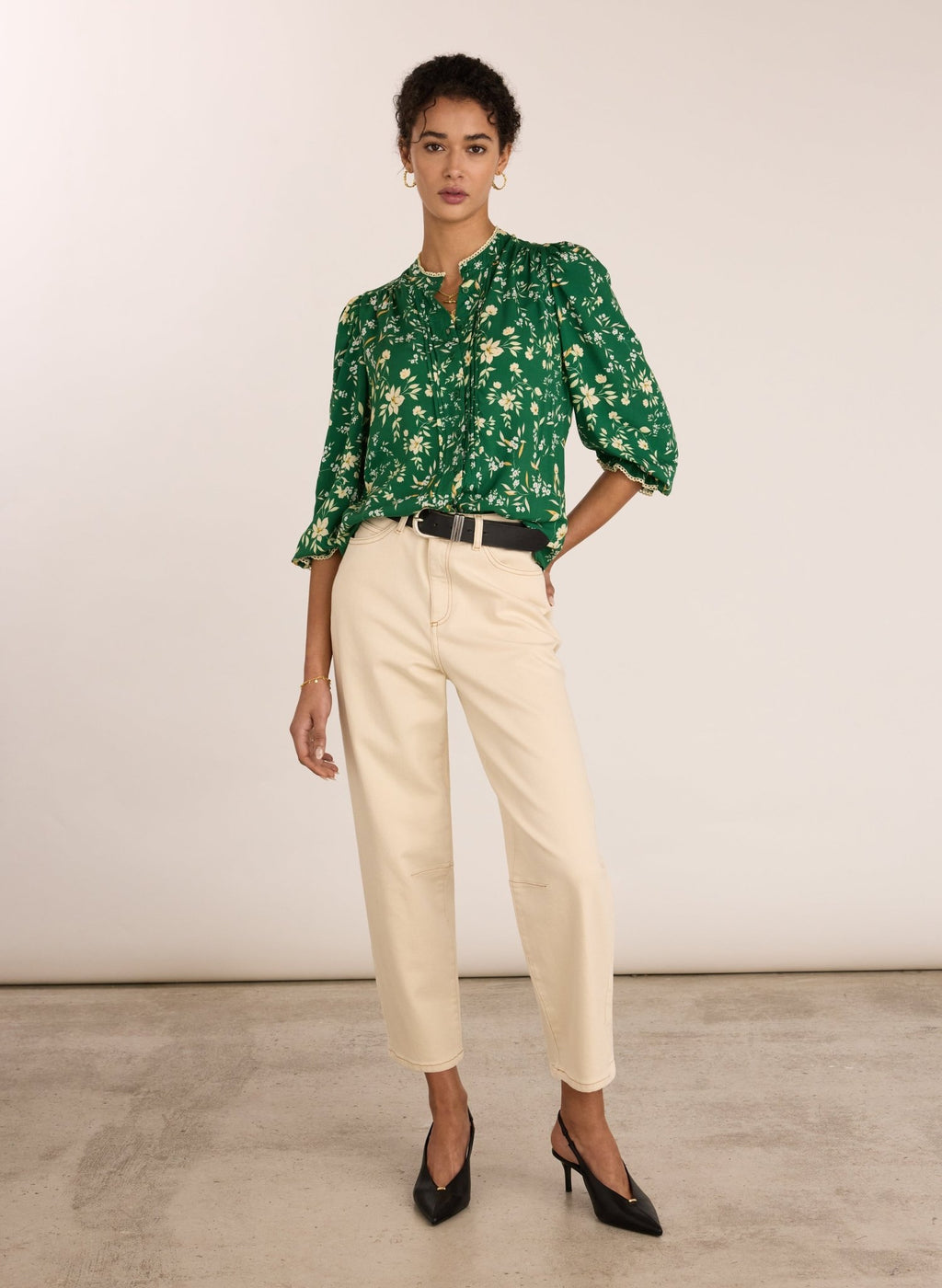 Natalia Printed Blouse - Emerald Floral Baukjen