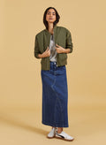 Nia Organic Stretch Denim Long Skirt - Dark Indigo Baukjen