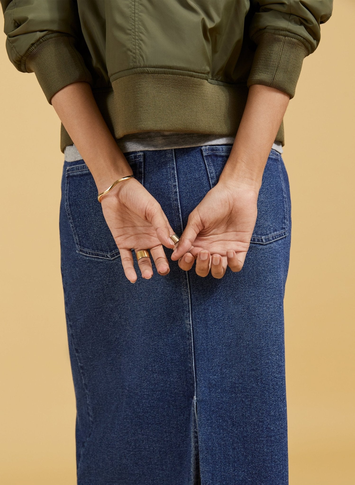 Nia Organic Stretch Denim Long Skirt - Dark Indigo Baukjen