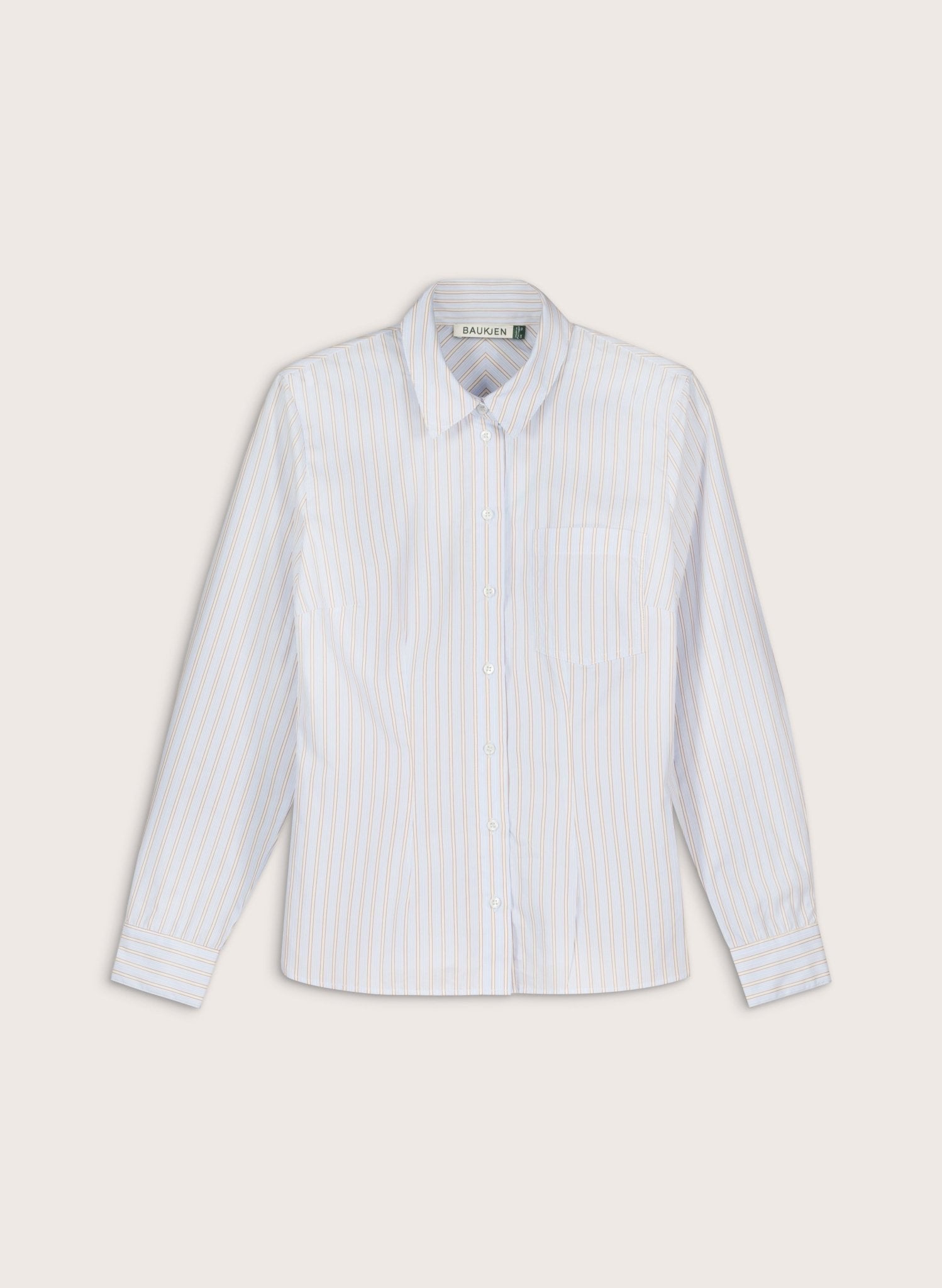 Nicola Organic Cotton Stripe Shirt - Blue, Brown & White Stripe Baukjen