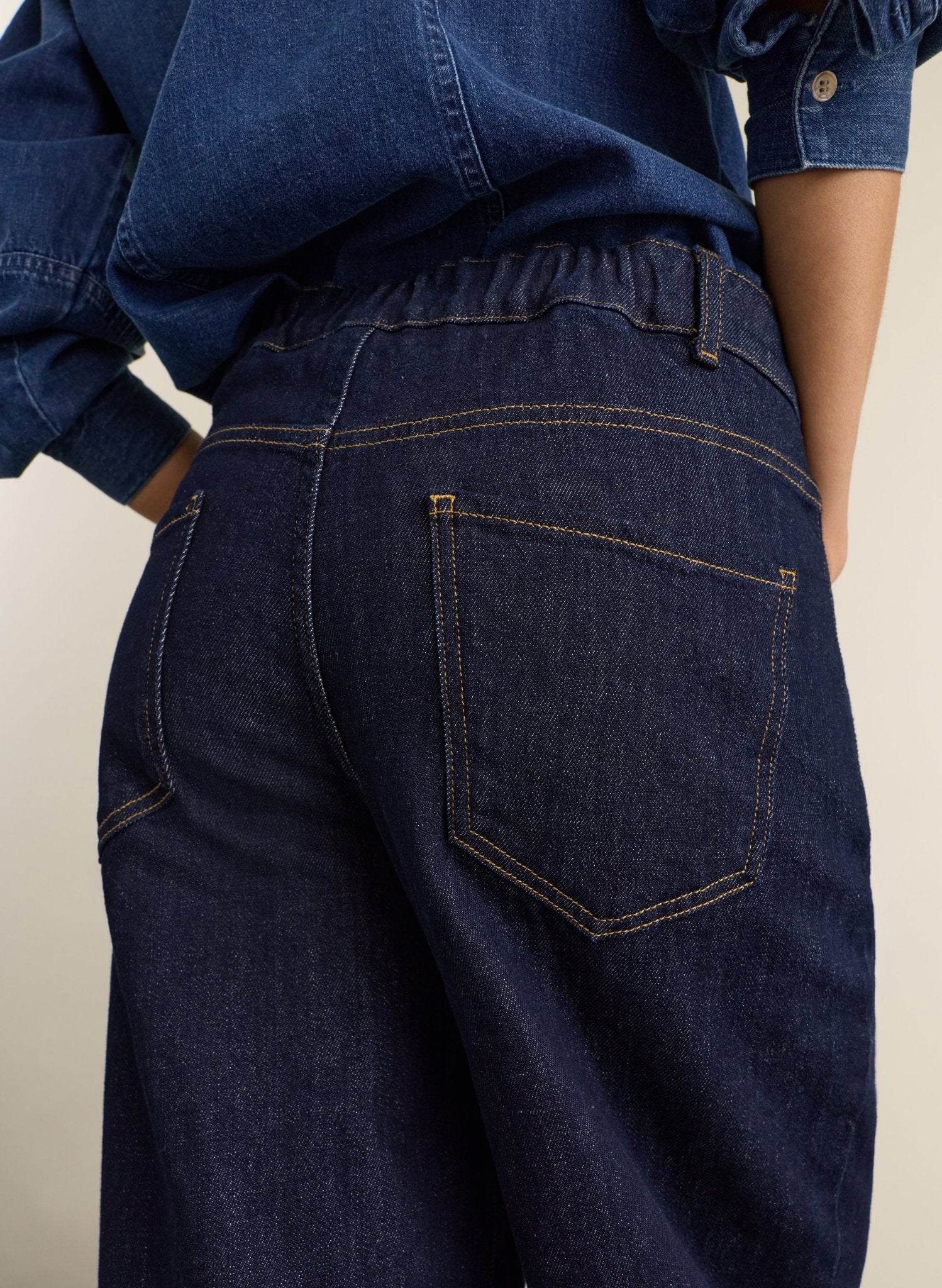 Nixi Organic Cotton Stretch Denim Barrel Jeans - Dark Denim Baukjen