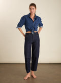 Nixi Organic Cotton Stretch Denim Barrel Jeans - Dark Denim Baukjen