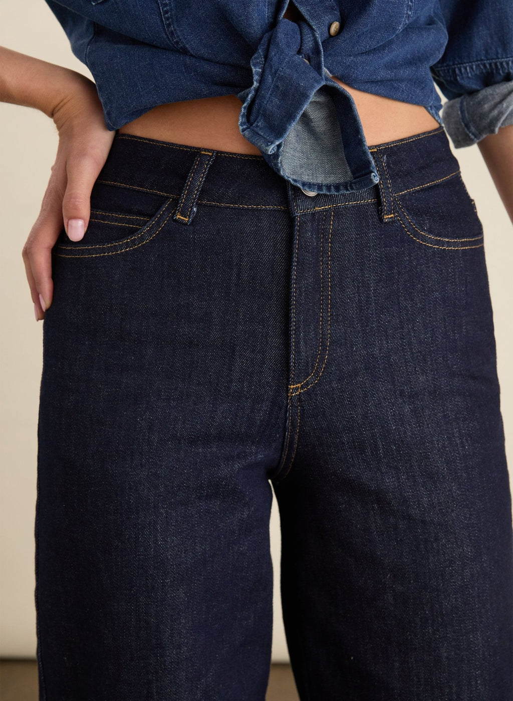 Nixi Organic Cotton Stretch Denim Barrel Jeans - Dark Denim Baukjen
