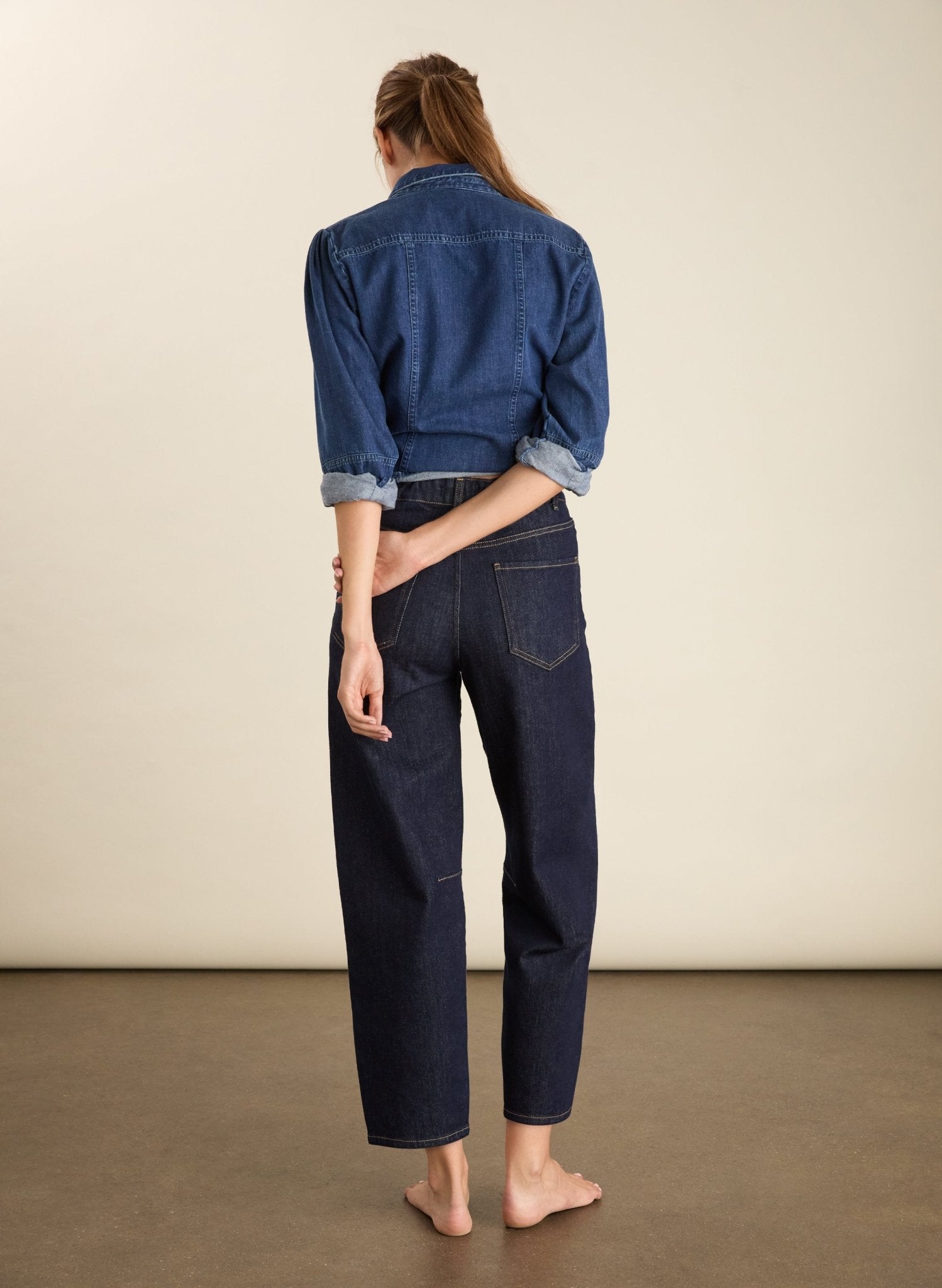 Nixi Organic Cotton Stretch Denim Barrel Jeans - Dark Denim Baukjen