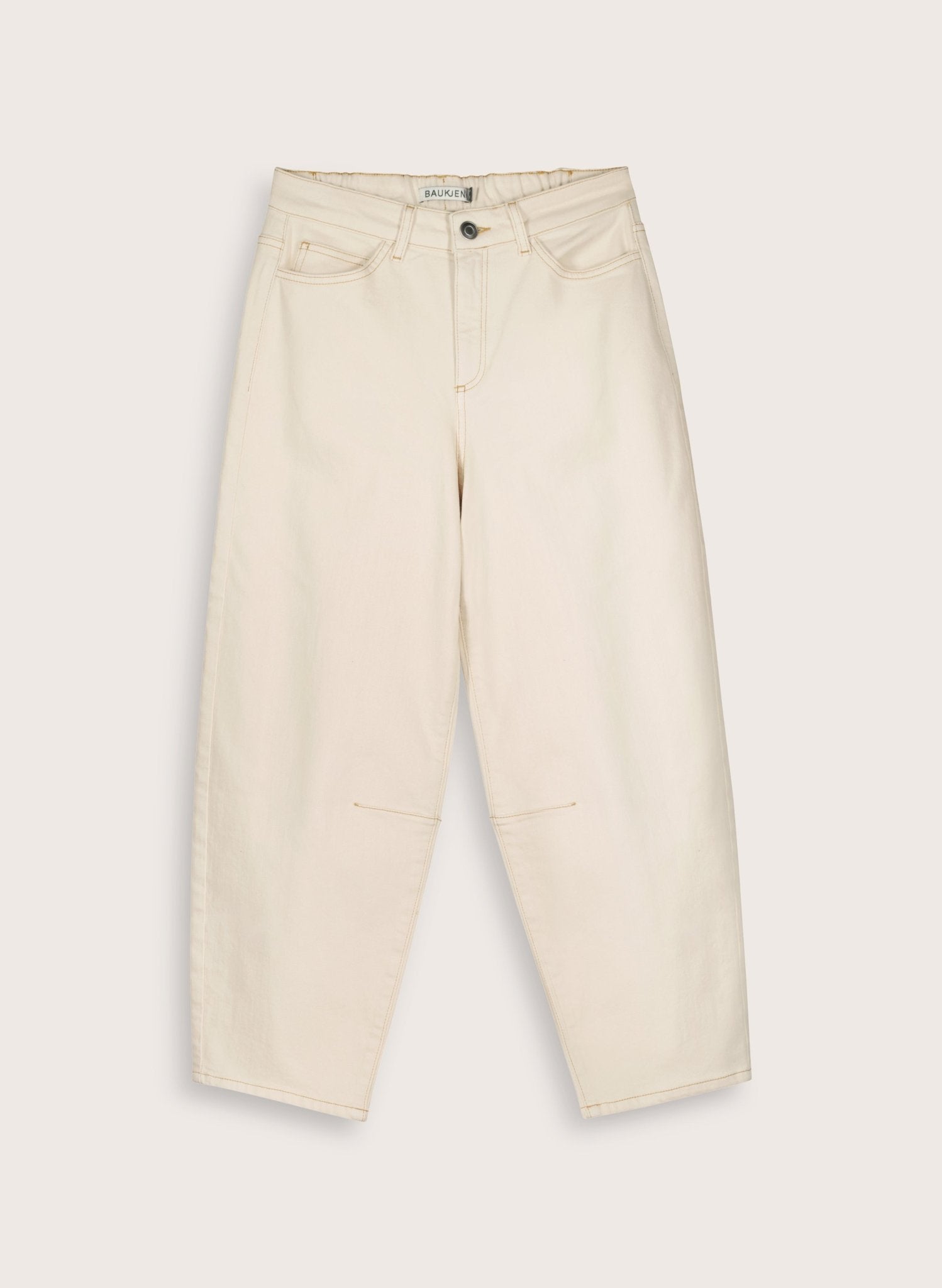 Nixi Organic Cotton Stretch Denim Barrel Jeans - Ecru Baukjen