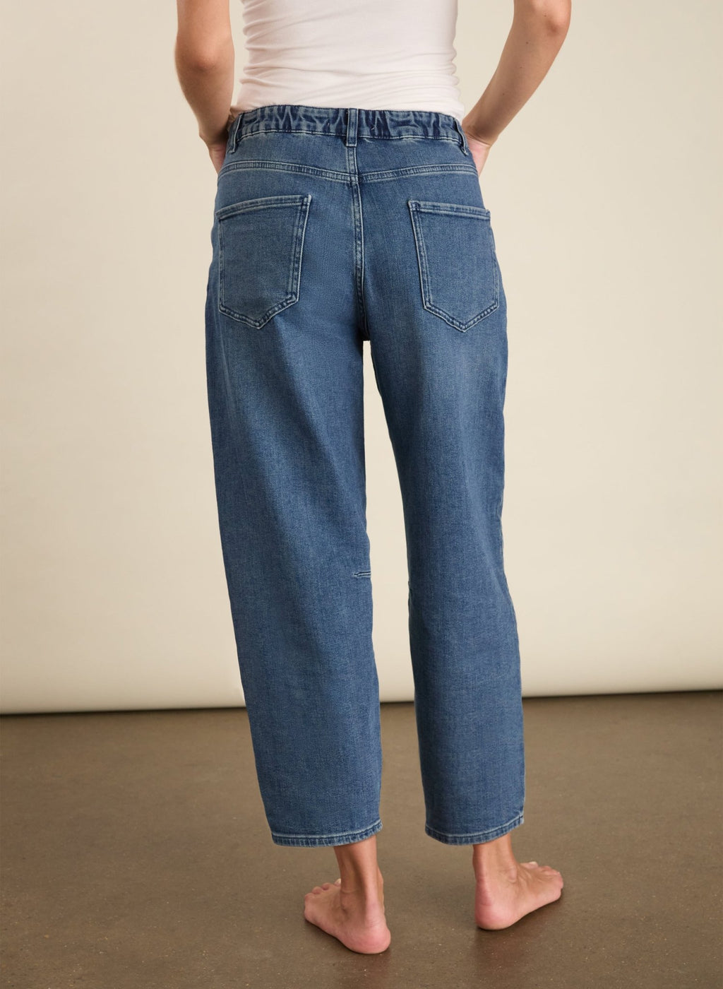 Nixi Organic Cotton Stretch Denim Barrel Jeans - Vintage Wash Baukjen