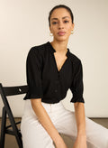 Noa Short Sleeve Blouse - Caviar Black Baukjen