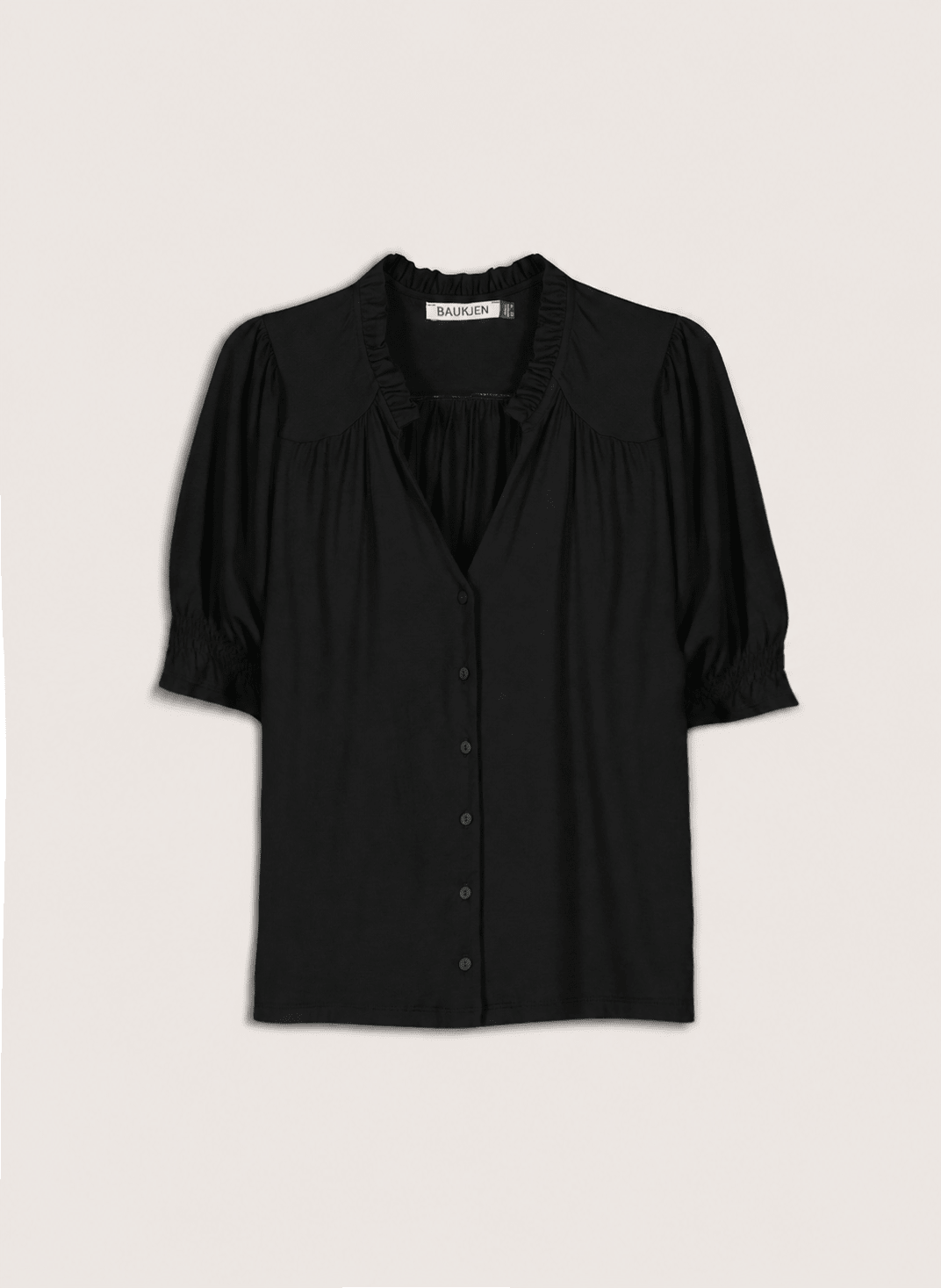 Noa Short Sleeve Blouse - Caviar Black Baukjen