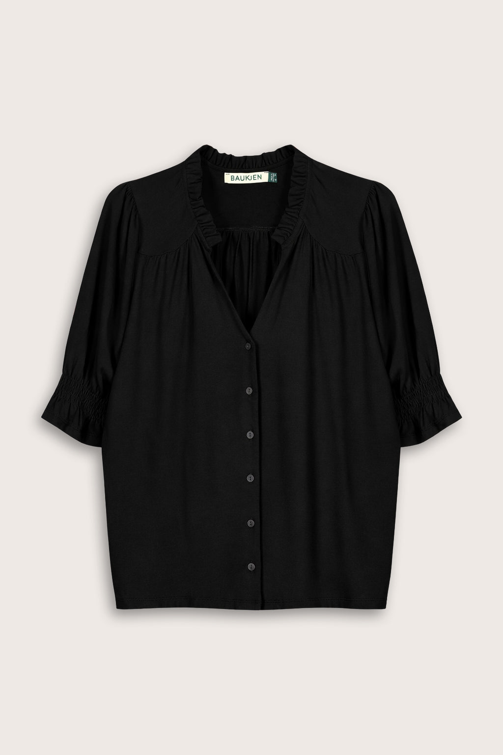Noa Short Sleeve Blouse - Caviar Black Baukjen
