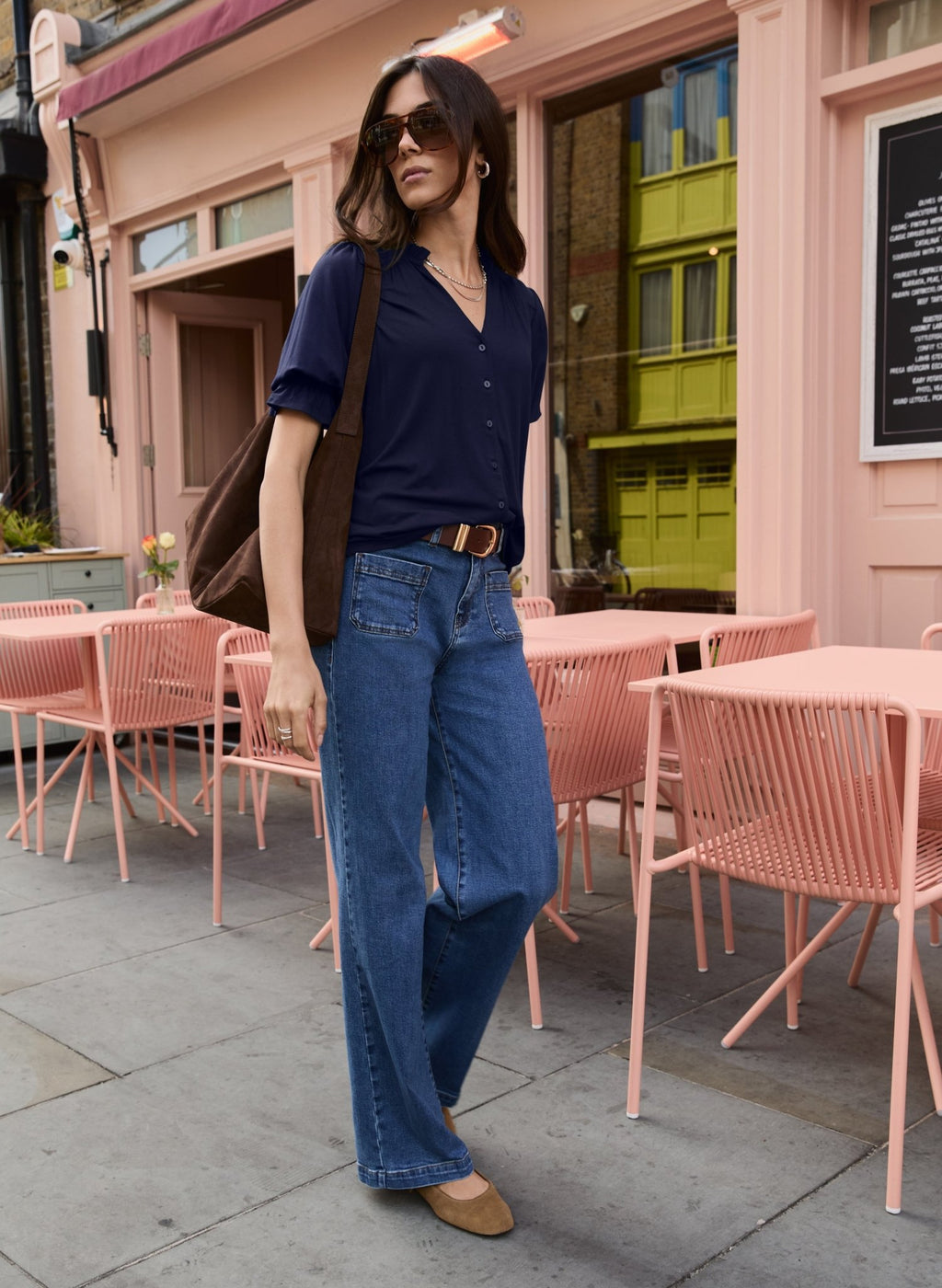 Noa Short Sleeve Blouse - Classic Navy Baukjen