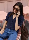 Noa Short Sleeve Blouse - Classic Navy Baukjen
