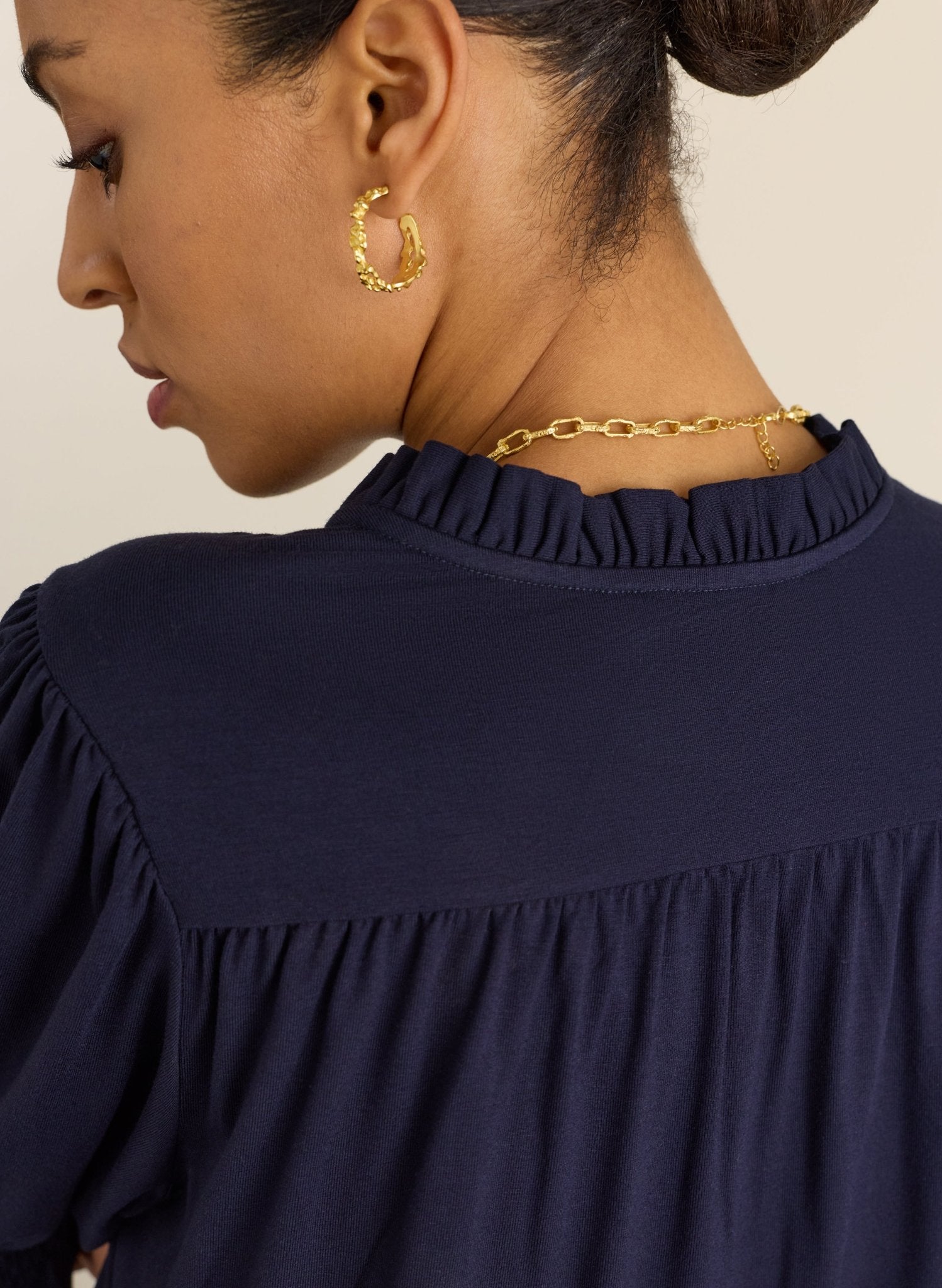 Noa Short Sleeve Blouse - Classic Navy Baukjen