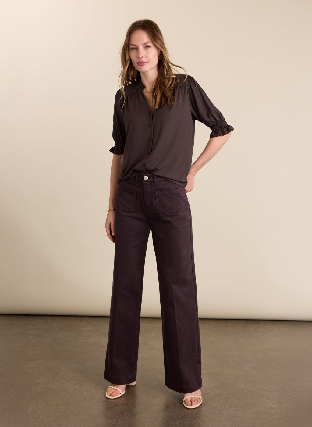 Noa Short Sleeve Blouse - Dark Chocolate Baukjen