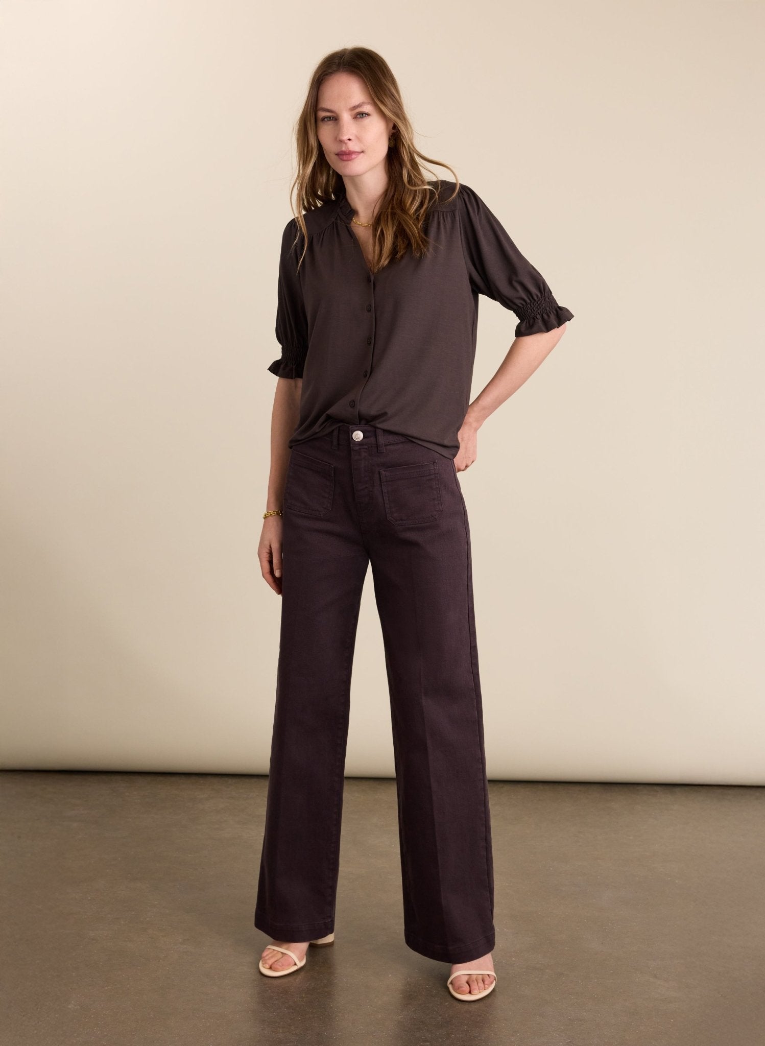 Noa Short Sleeve Blouse - Dark Chocolate Baukjen