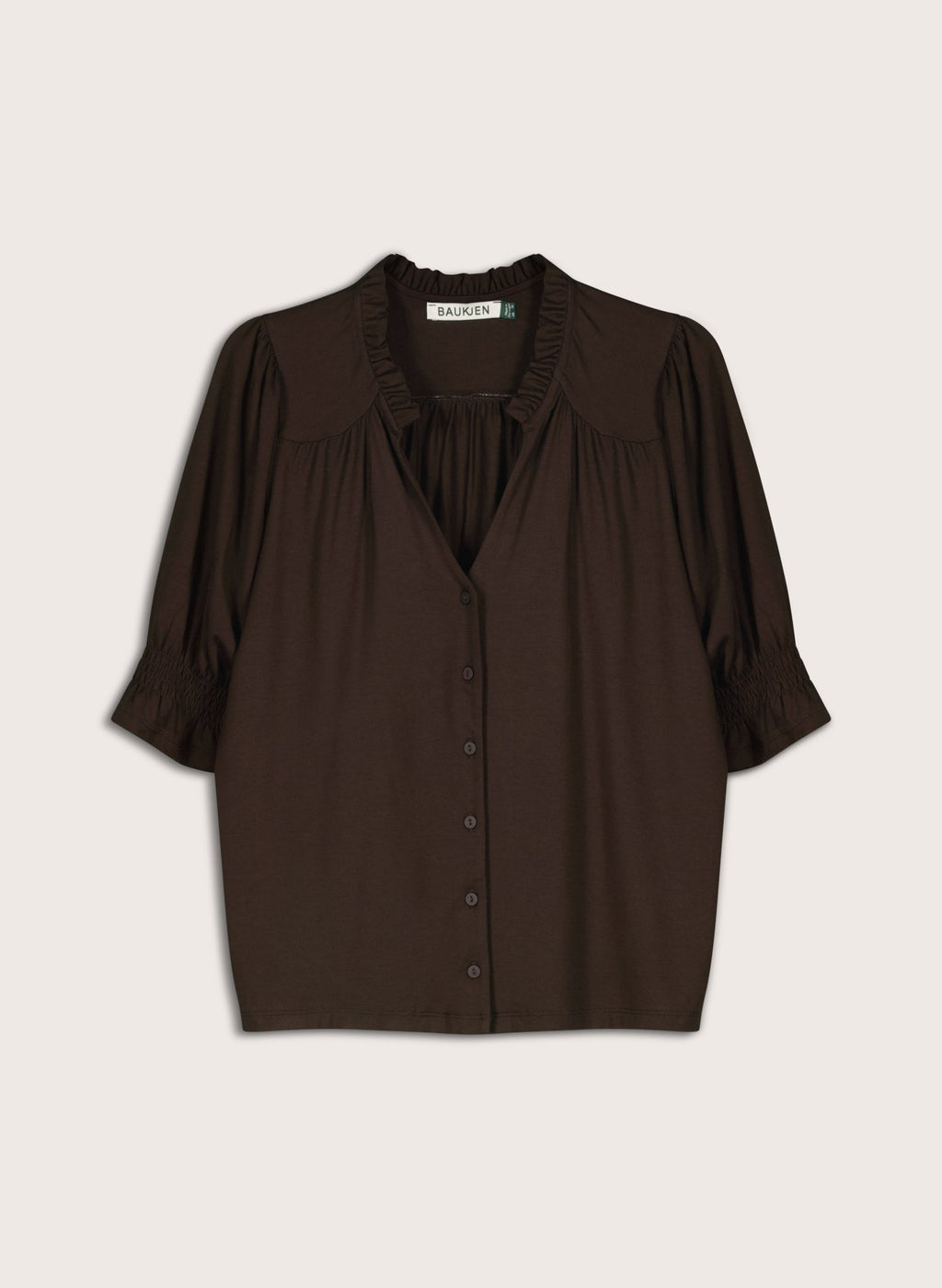 Noa Short Sleeve Blouse - Dark Chocolate Baukjen