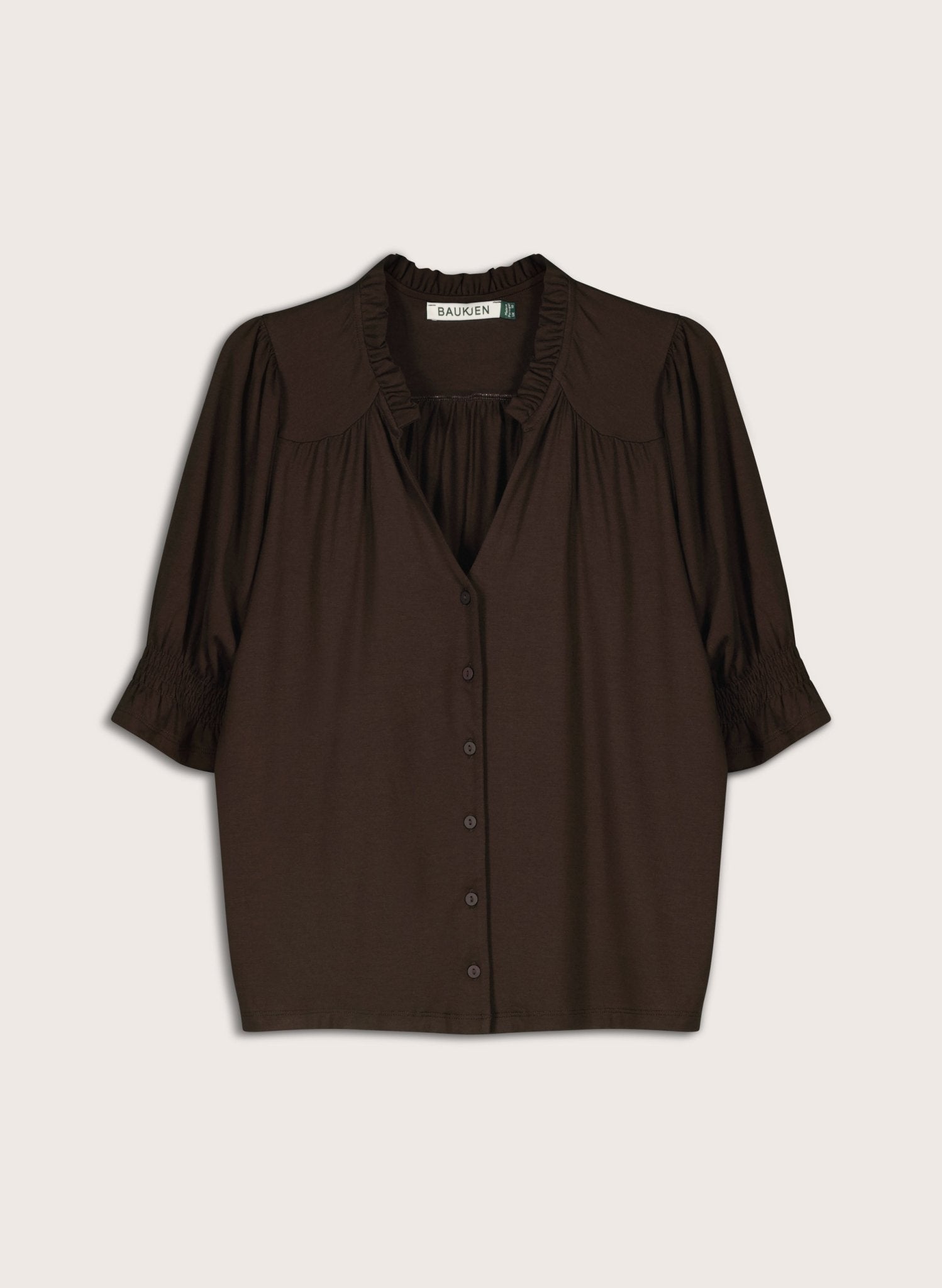 Noa Short Sleeve Blouse - Dark Chocolate Baukjen