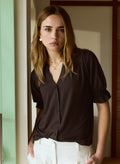 Noa Short Sleeve Blouse - Dark Chocolate Baukjen