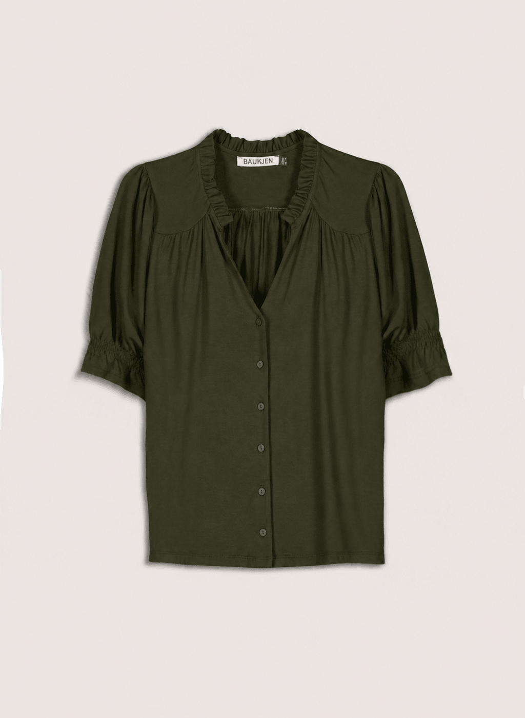 Noa Short Sleeve Blouse - Deep Khaki Baukjen