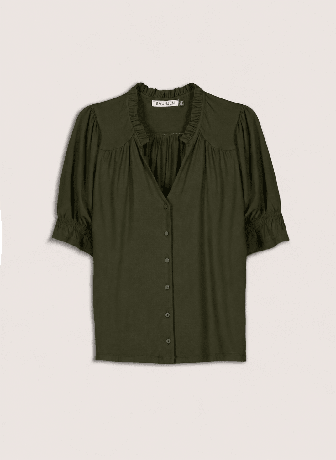 Noa Short Sleeve Blouse - Deep Khaki Baukjen