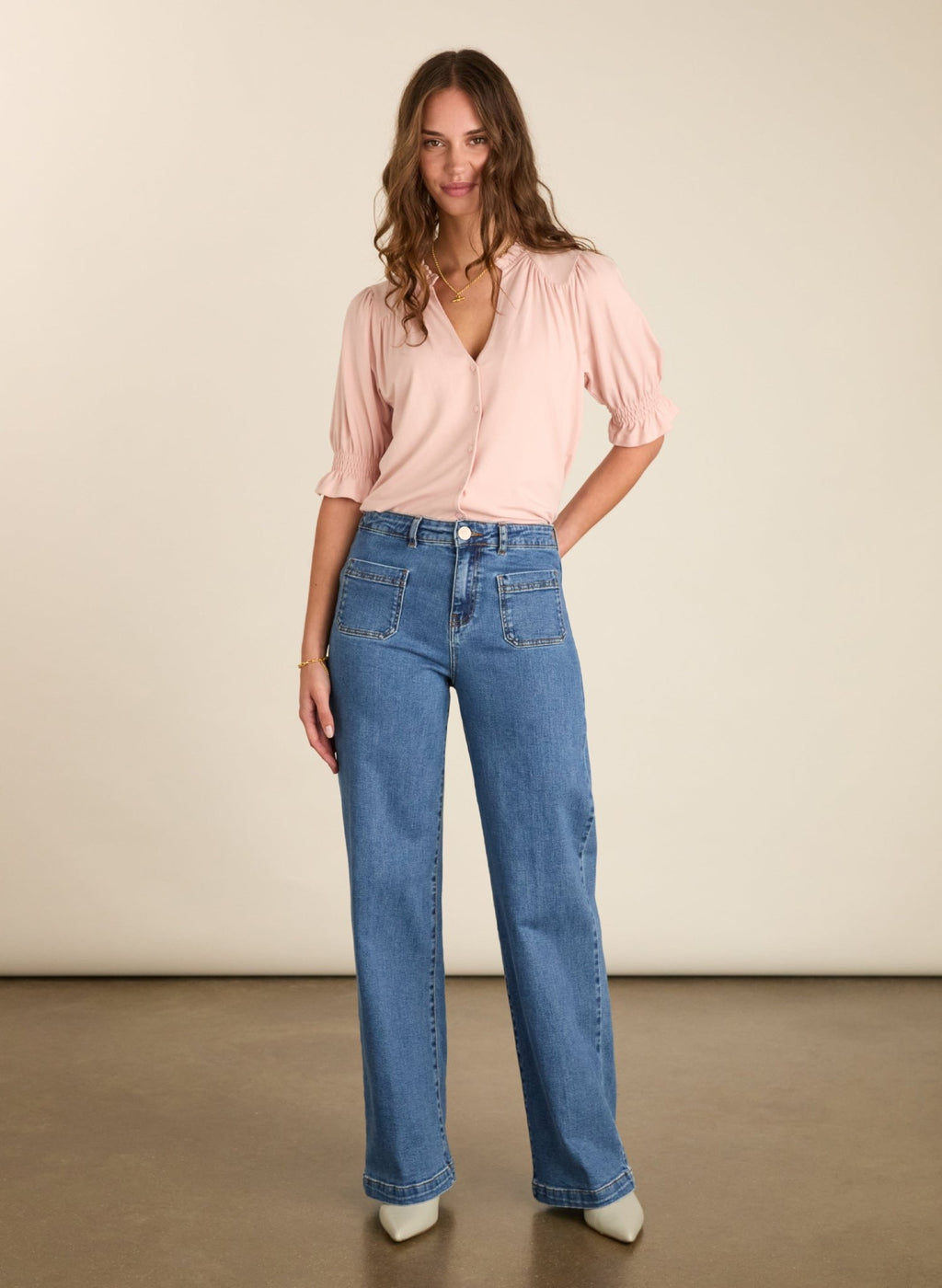Noa Short Sleeve Blouse - Powder Pink Baukjen