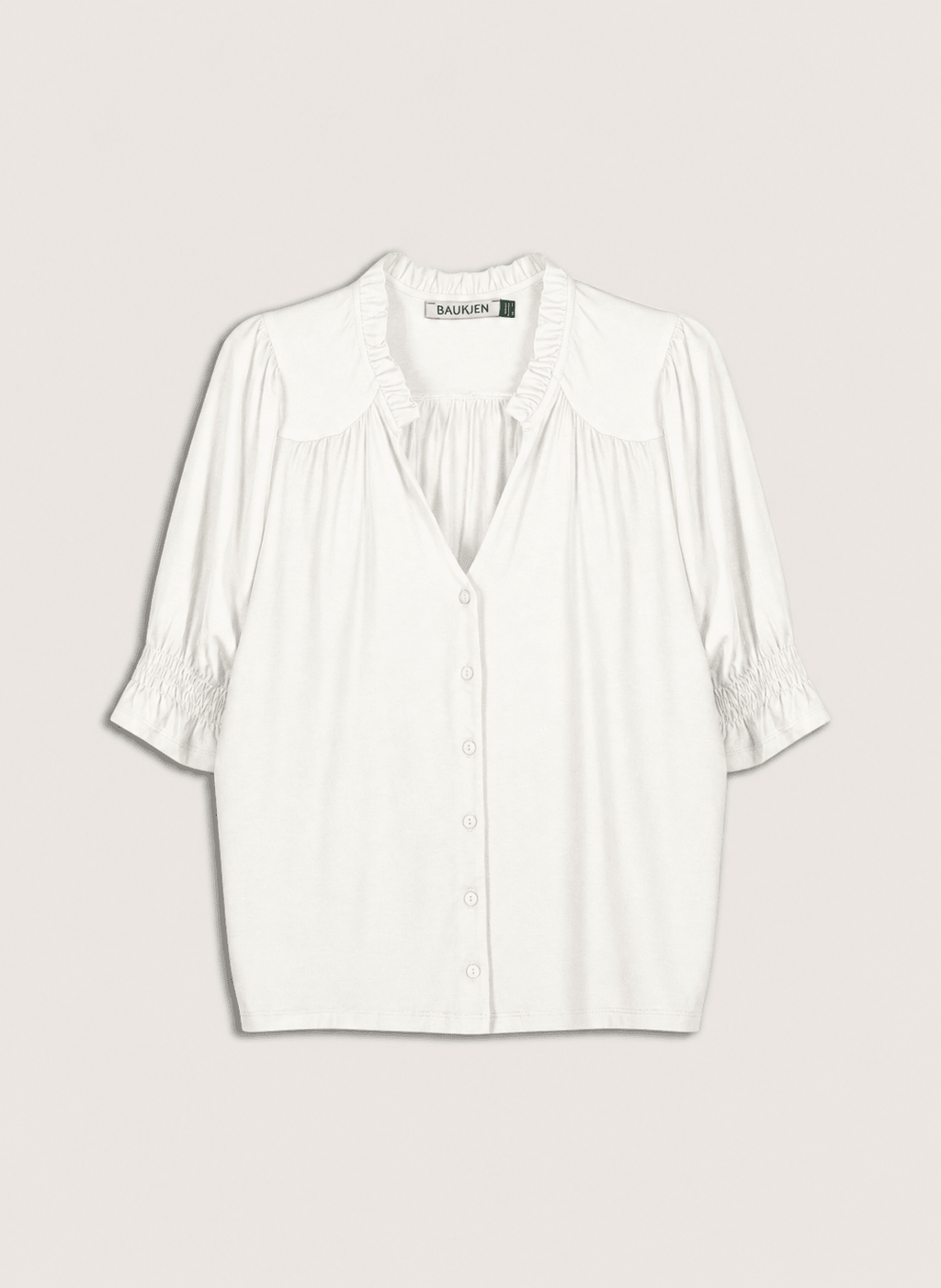 Noa Short Sleeve Blouse - Pure White Baukjen