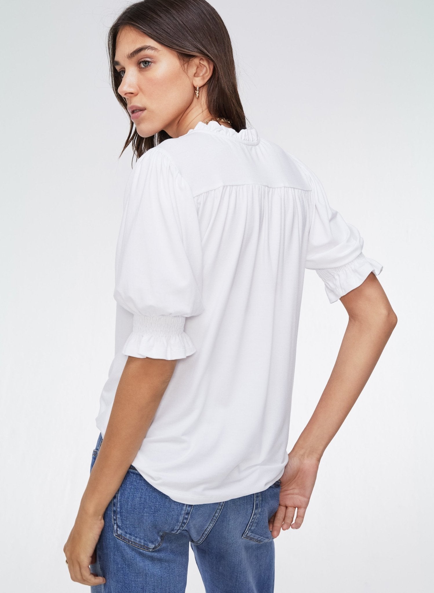 Noa Short Sleeve Blouse - Pure White Baukjen