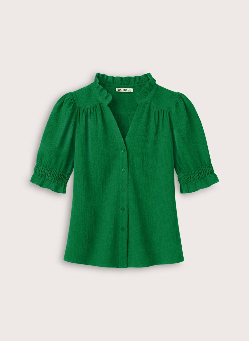 Nolan Organic Cheesecloth Blouse - Bright Emerald Baukjen