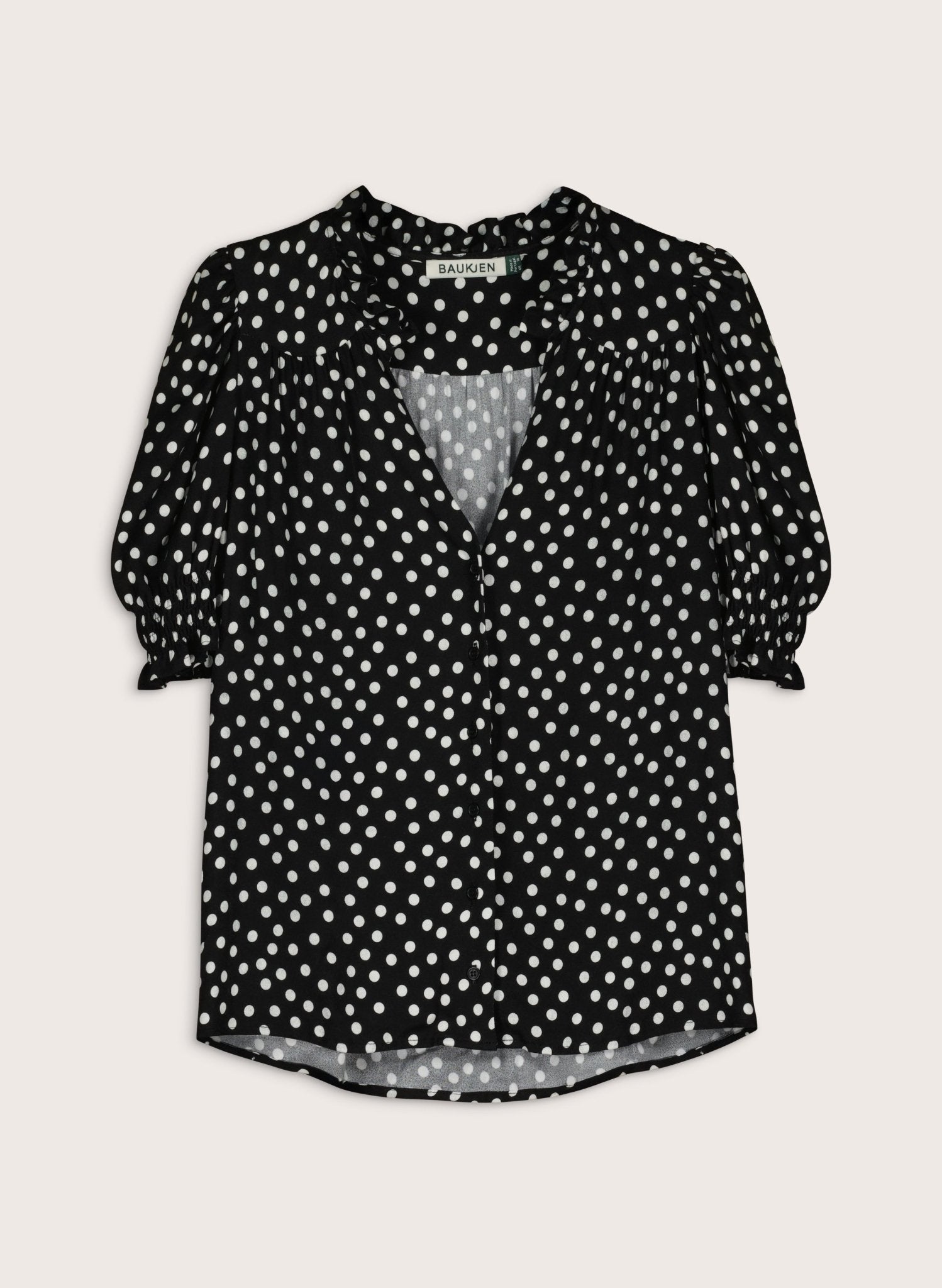 Nolan Printed Blouse - Black Polka Baukjen