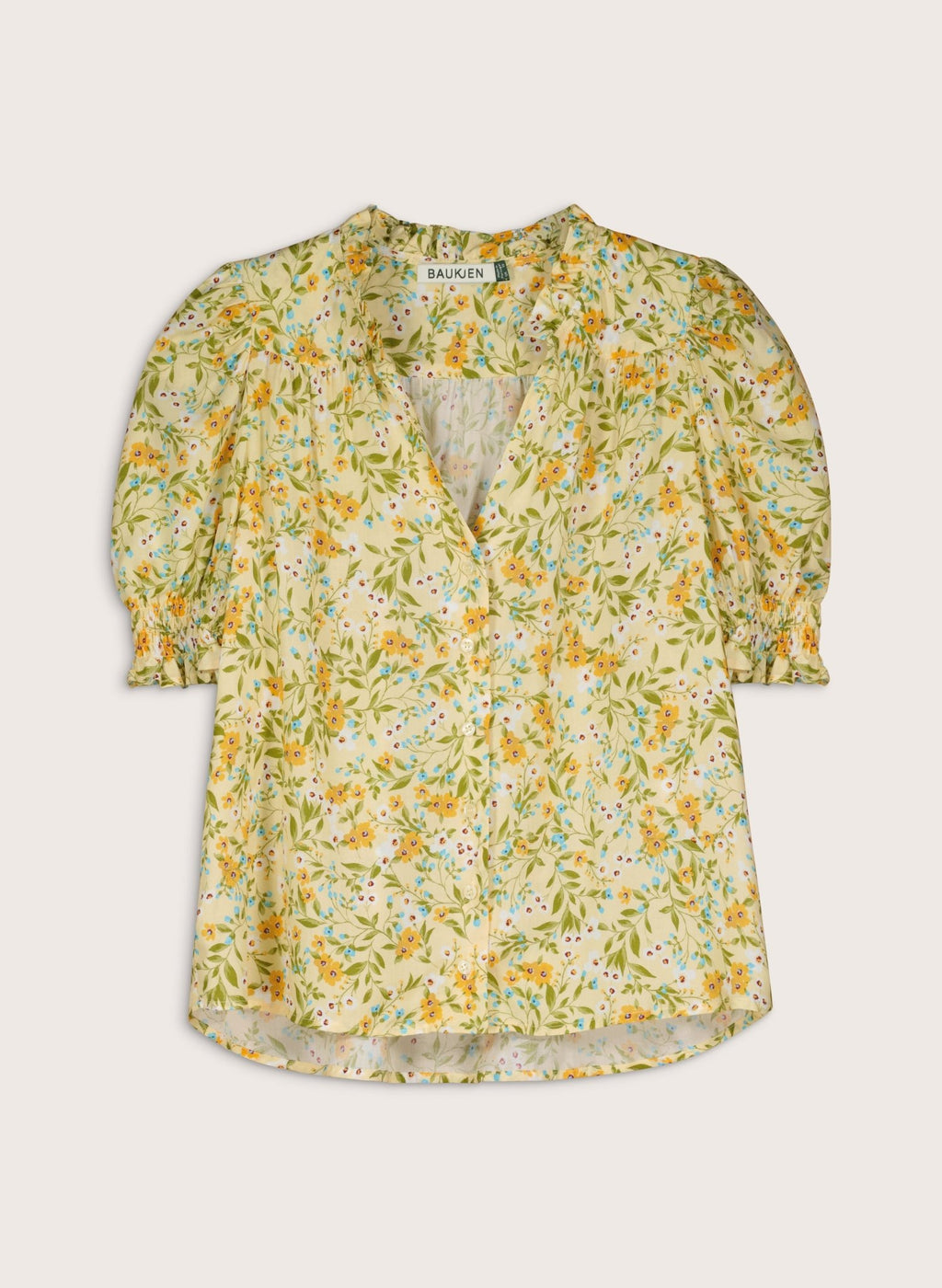Nolan Printed Blouse - Yellow Trailing Floral Baukjen
