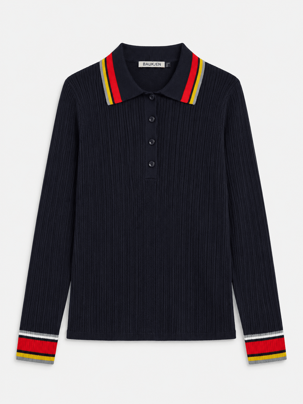 Nora Merino Wool Polo Top - Navy Baukjen