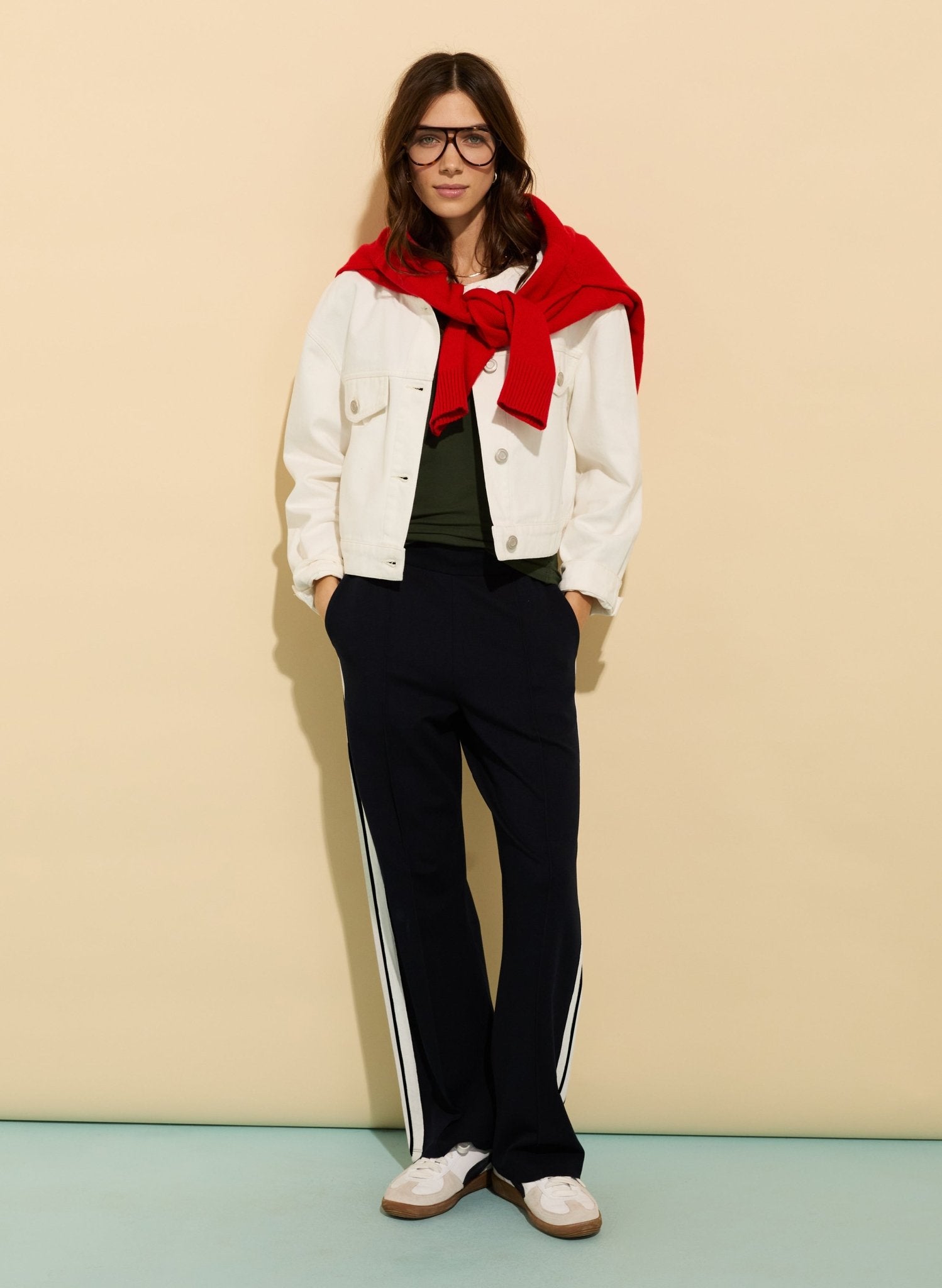 Nova Organic Cotton Collarless Denim Jacket - Soft White Baukjen