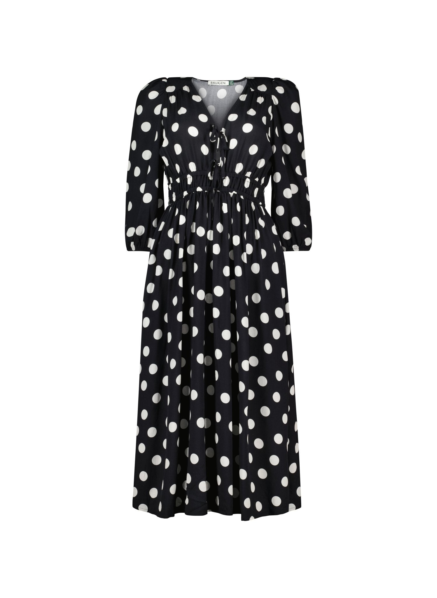 Olesia Printed Midi Dress - Black Polka Dot Print Baukjen