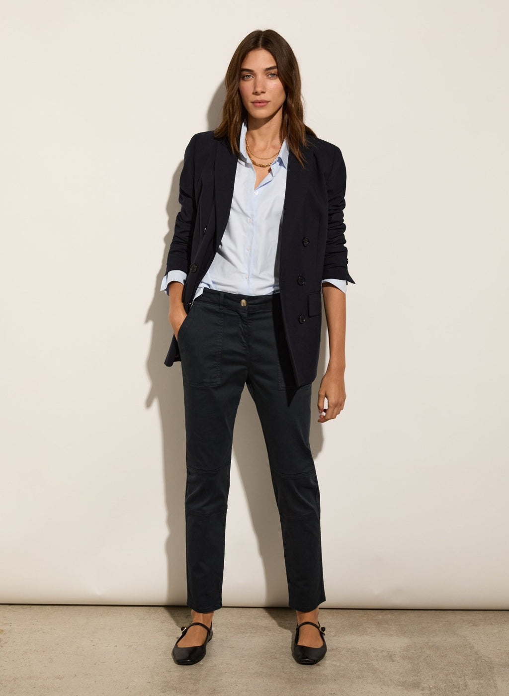 Oralie Organic Cotton Cargo Pant - Classic Navy Baukjen