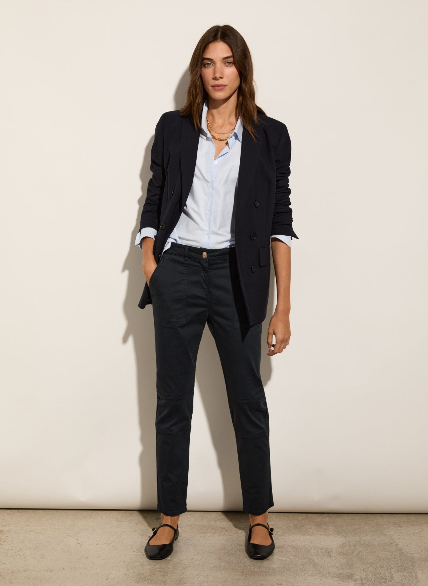 Oralie Organic Cotton Cargo Pant - Classic Navy Baukjen