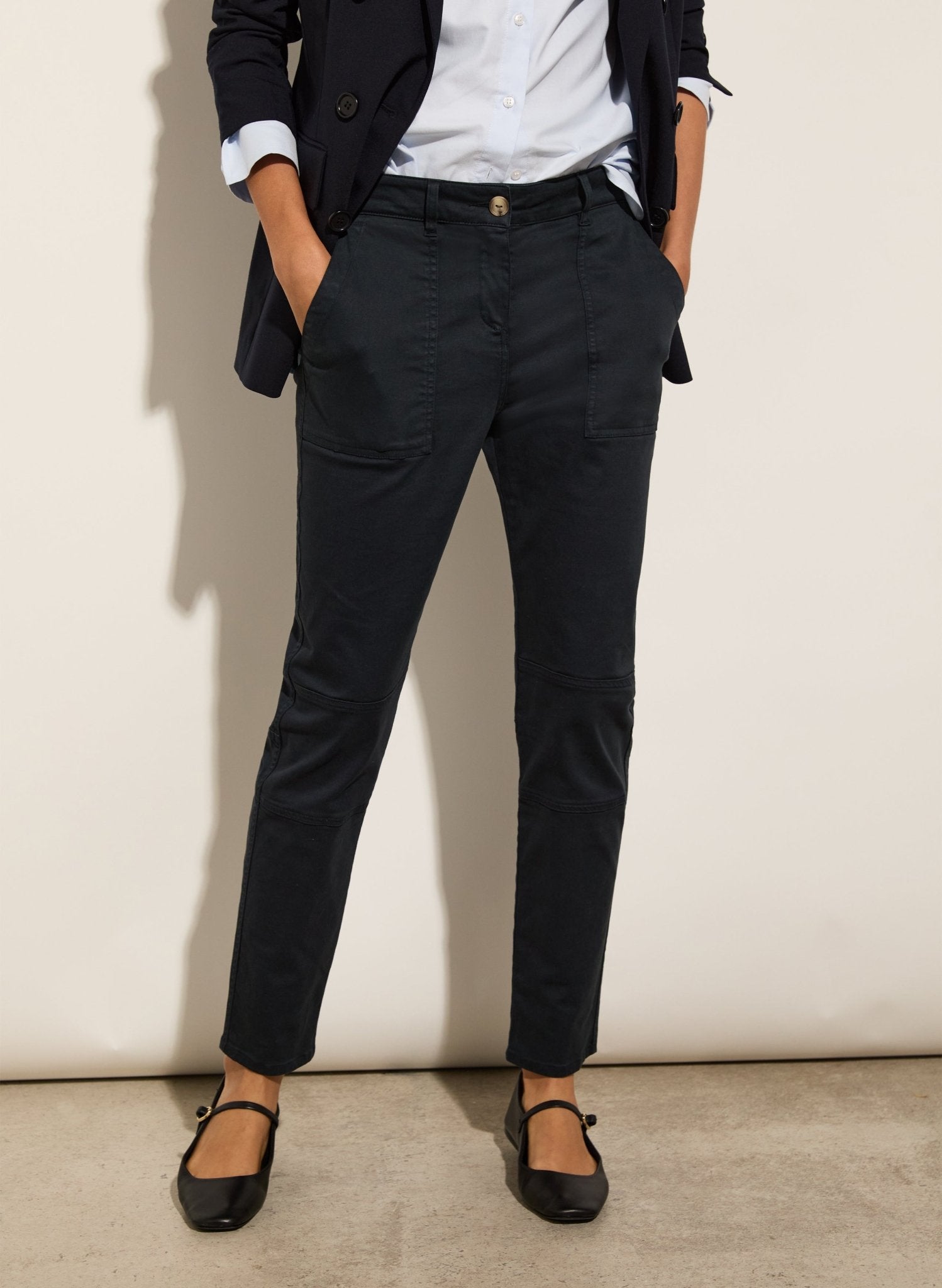 Oralie Organic Cotton Cargo Pant - Classic Navy Baukjen