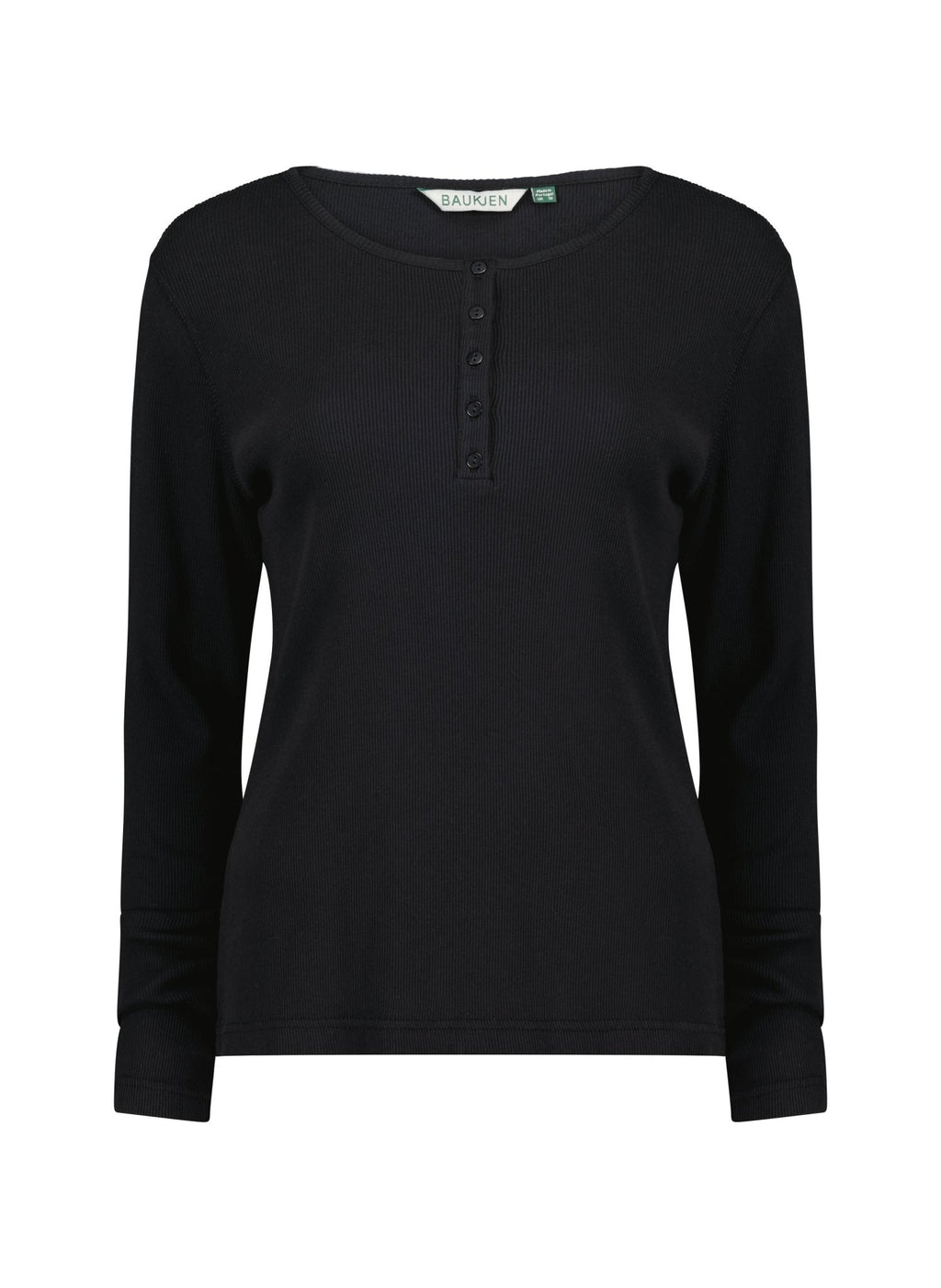 Organic Cotton Henley Top - Caviar Black Baukjen