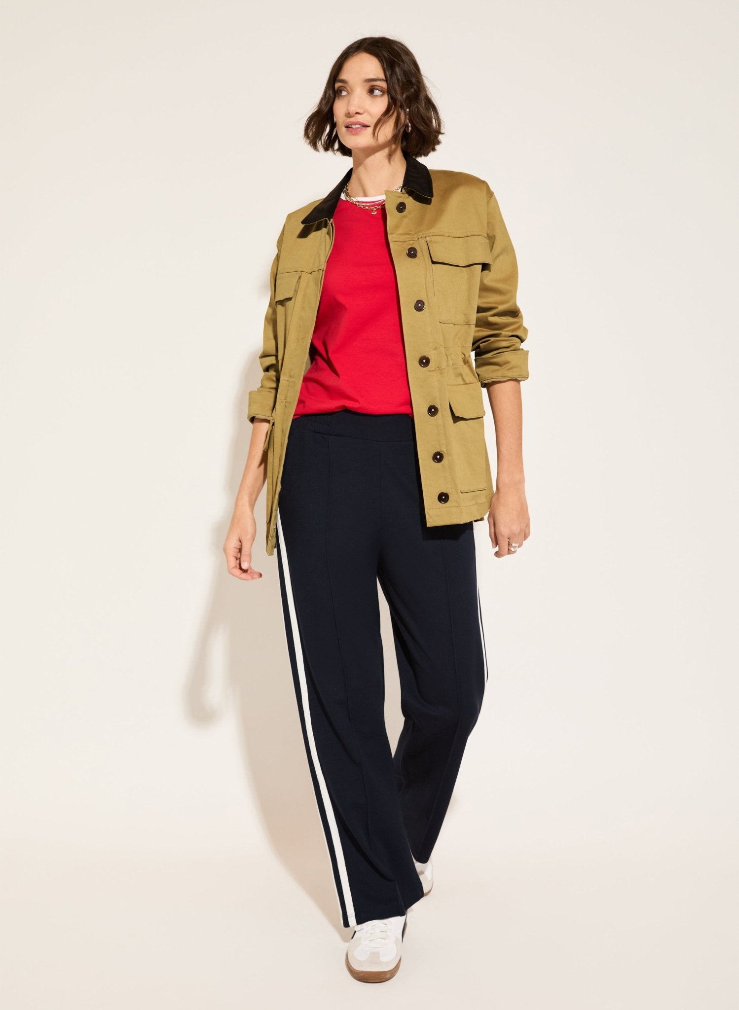 Organic Cotton Slim Tee - Crimson & White Baukjen