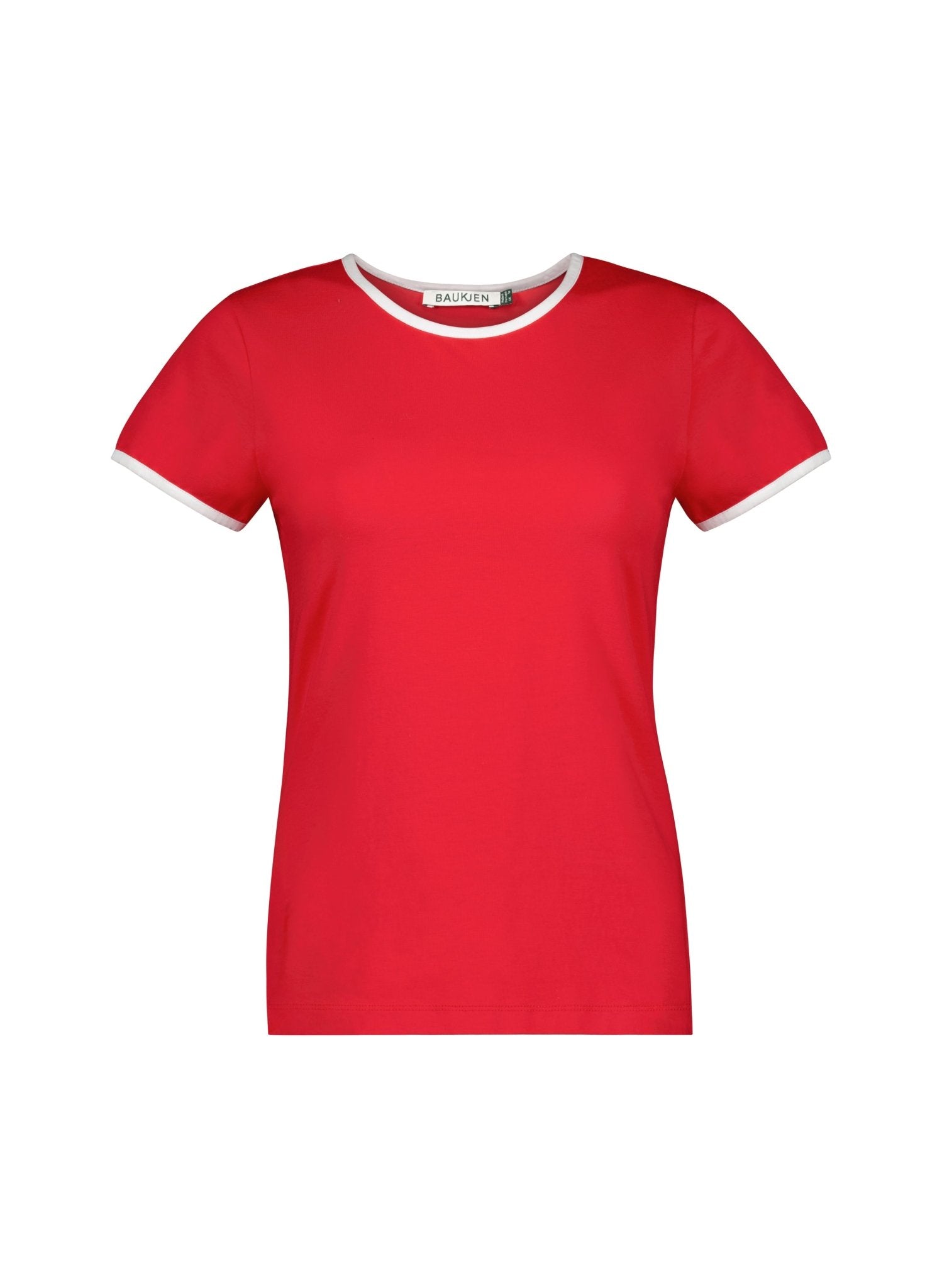 Organic Cotton Slim Tee - Crimson & White Baukjen