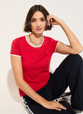 Organic Cotton Slim Tee - Crimson & White Baukjen