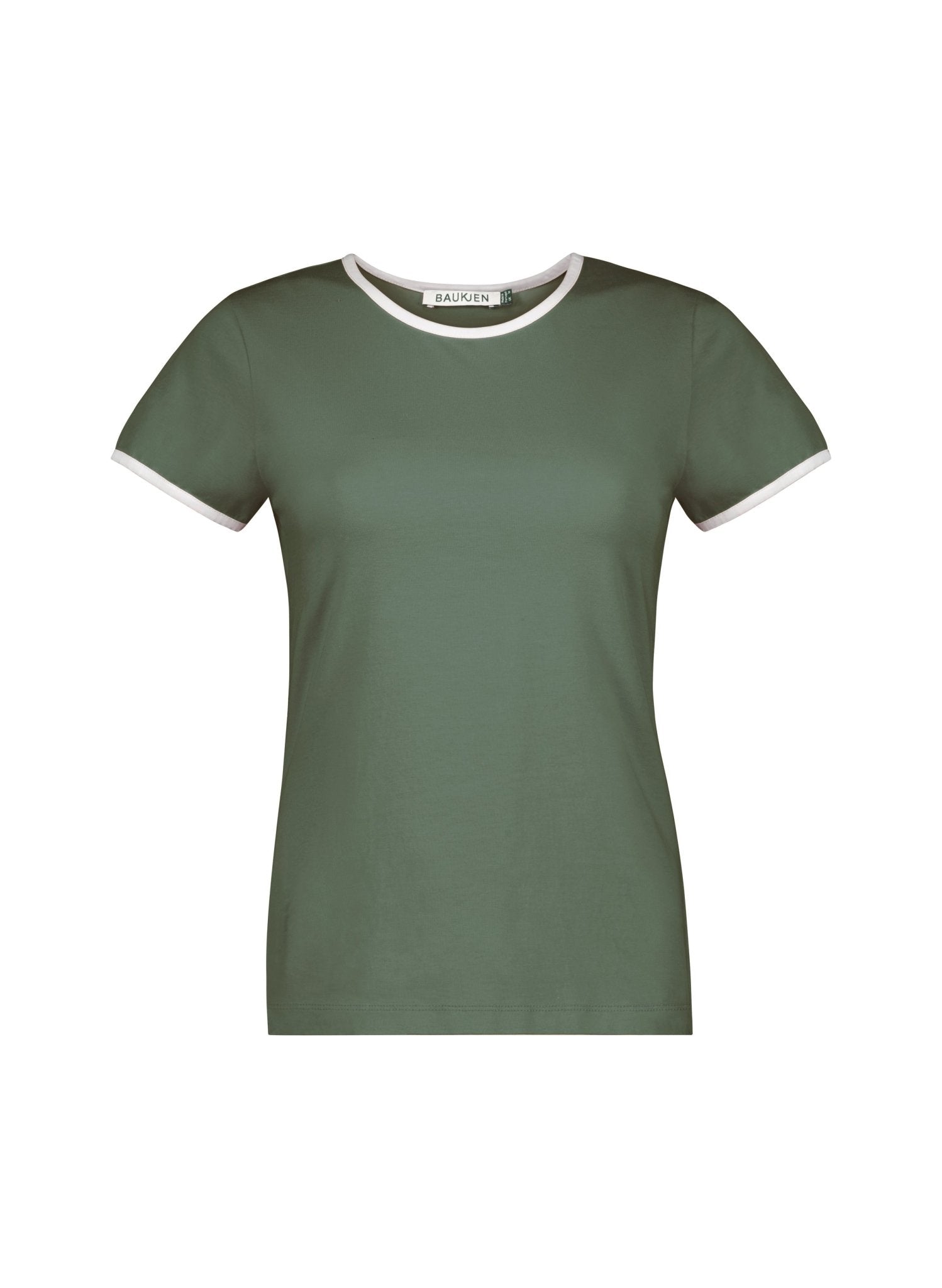 Organic Cotton Slim Tee - Khaki & Antique White Baukjen