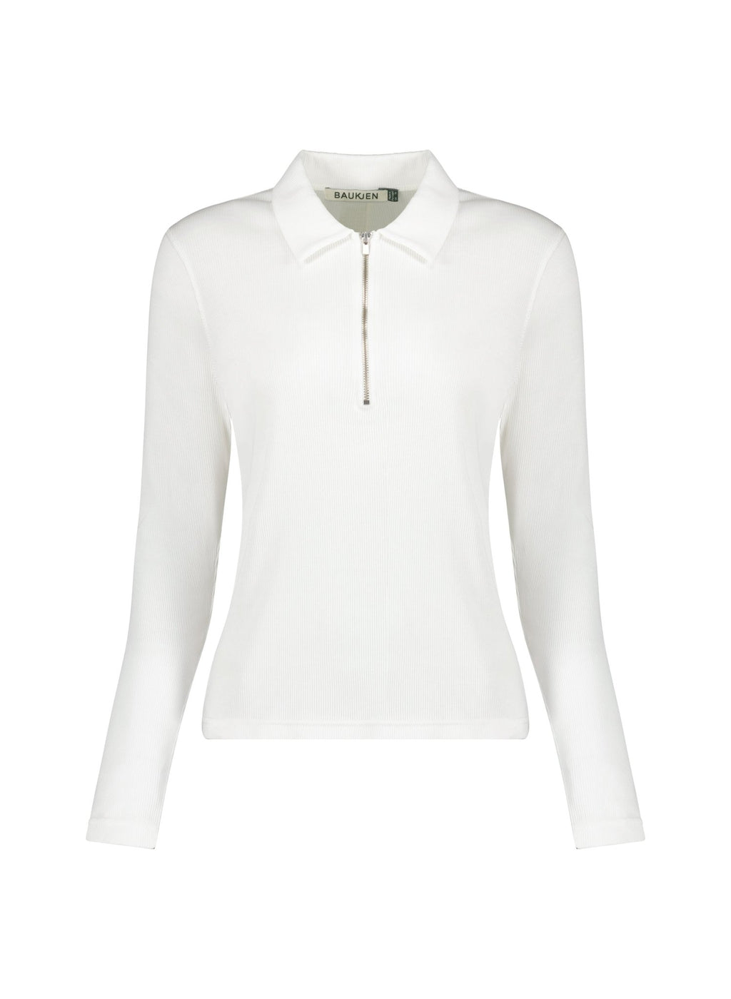 Organic Cotton Zip Collar Top - Antique White Baukjen