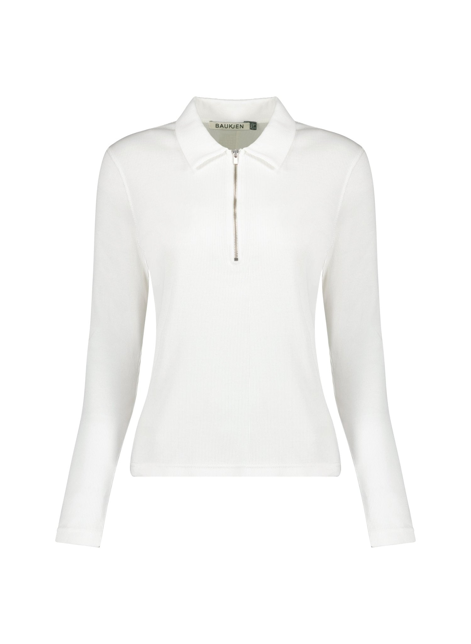 Organic Cotton Zip Collar Top - Antique White Baukjen