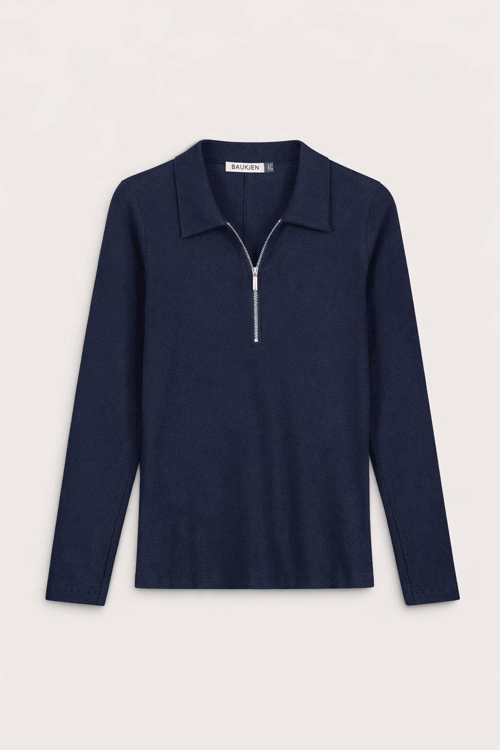 Organic Cotton Zip Collar Top - Classic Navy Baukjen