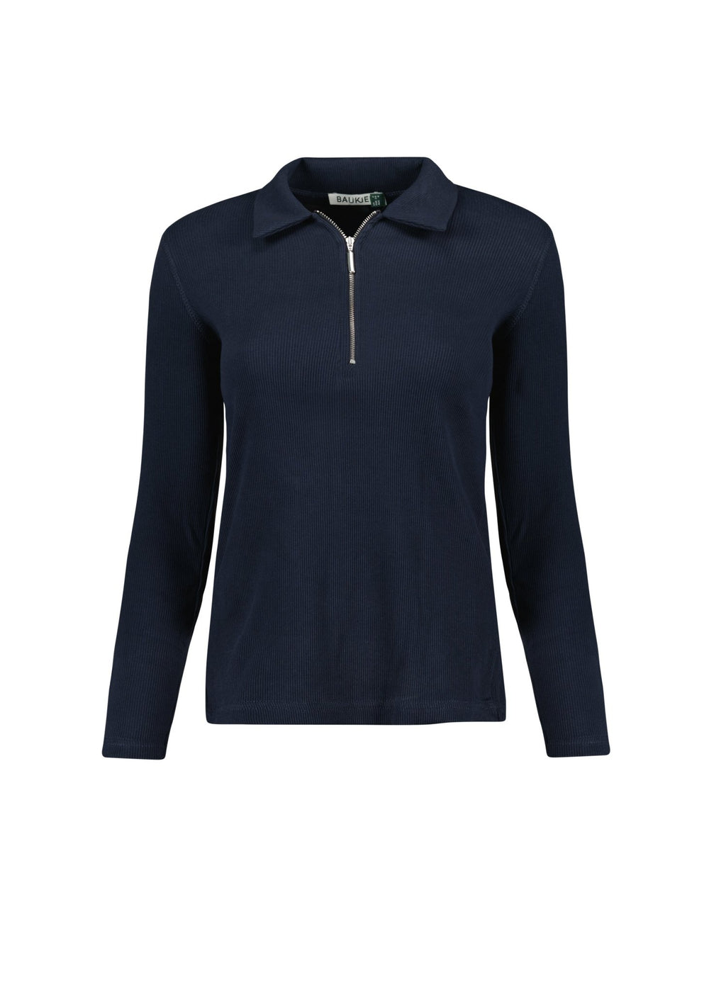 Organic Cotton Zip Collar Top - Classic Navy Baukjen