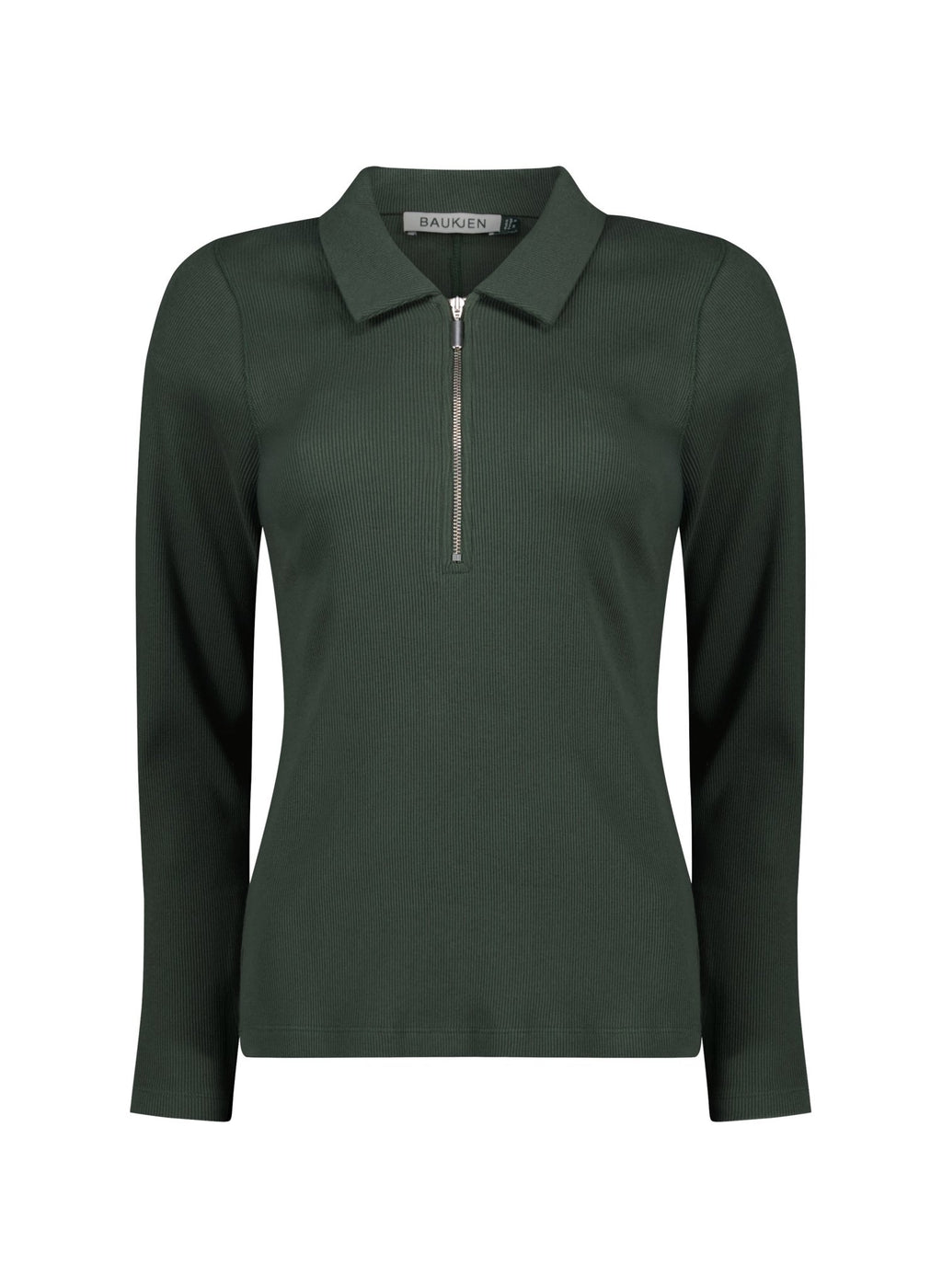 Organic Cotton Zip Collar Top - Deep Khaki Baukjen