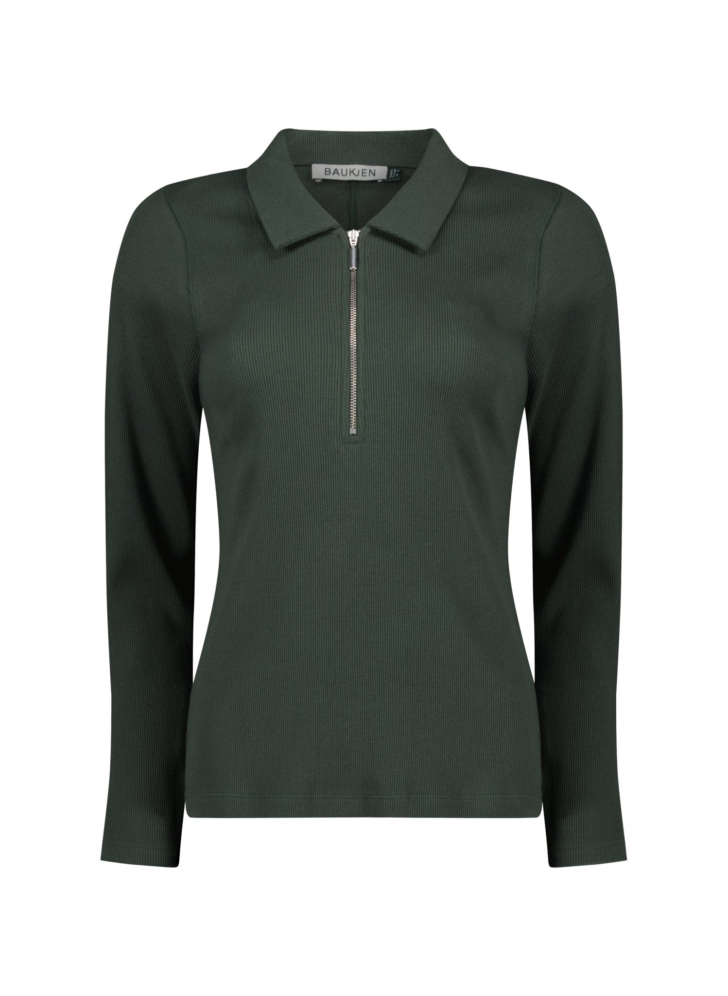 Organic Cotton Zip Collar Top - Deep Khaki Baukjen