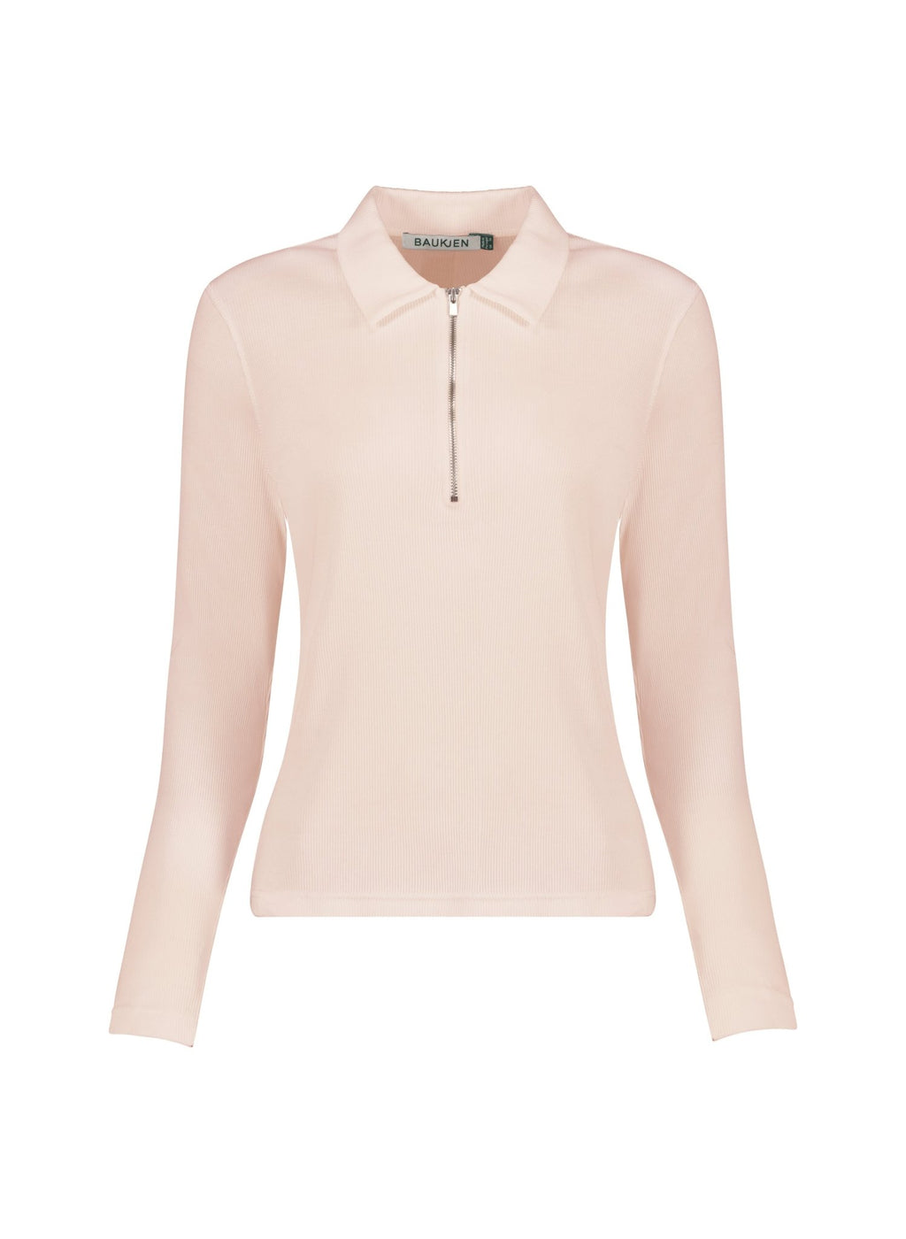 Organic Cotton Zip Collar Top - Peach Cream Baukjen