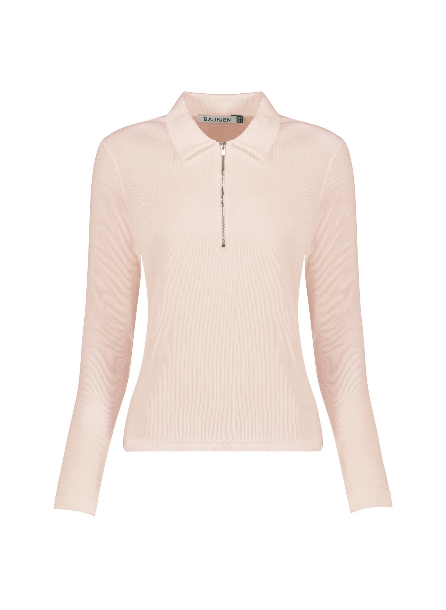 Organic Cotton Zip Collar Top - Peach Cream Baukjen