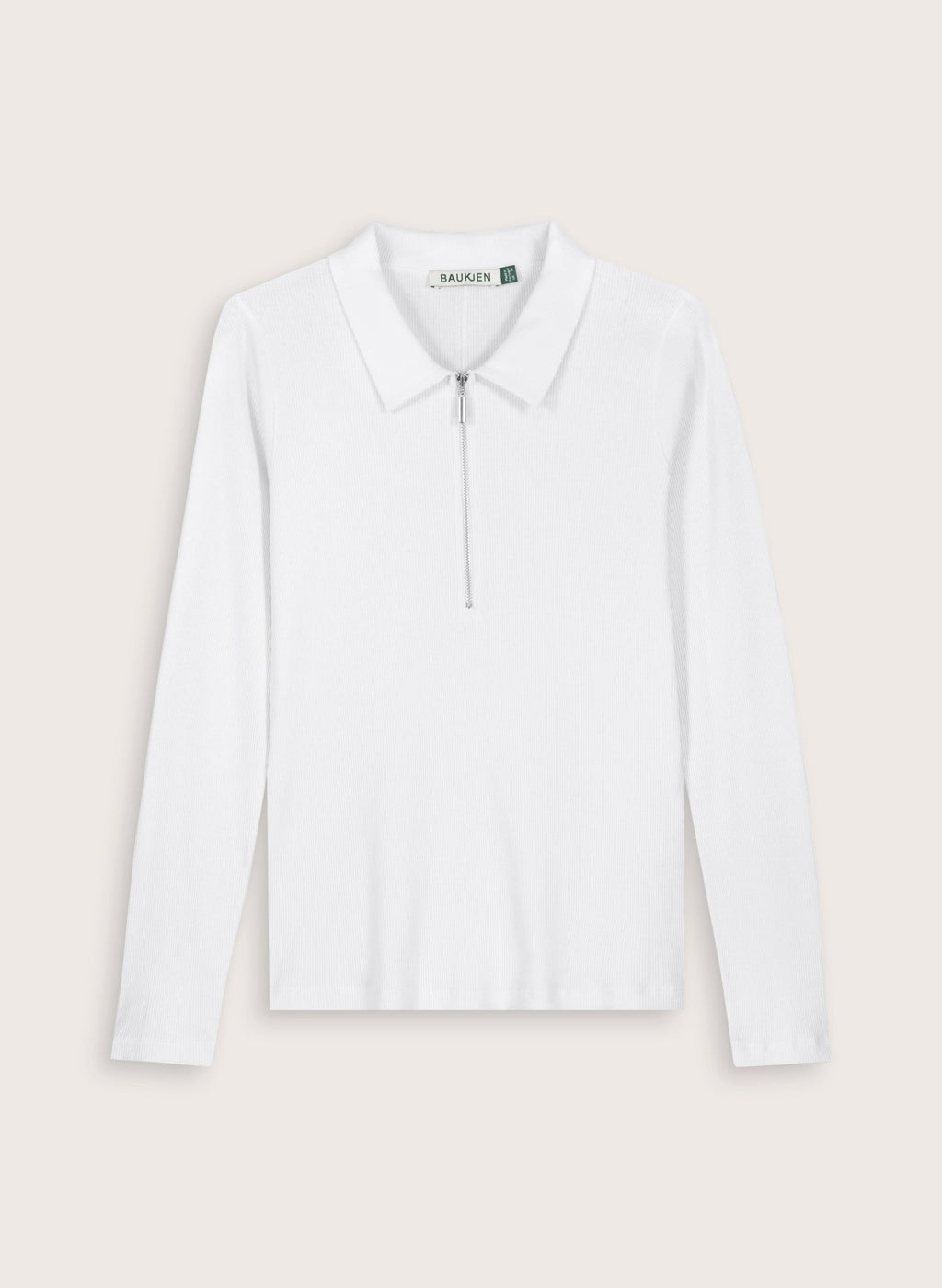 Organic Cotton Zip Collar Top - Pure White Baukjen